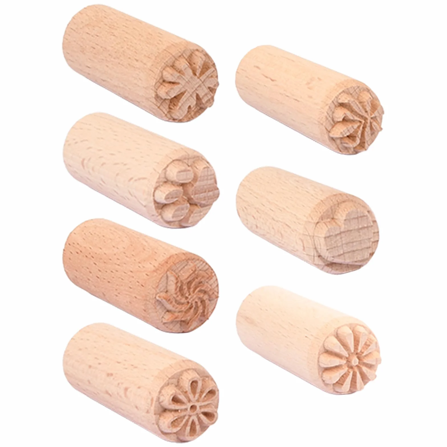 7 Pezzi Colonna Timbri in Legno Naturale per Ceramica Francobolli Timbro in Legno Forma Fiori e Cuore Timbri In Argilla Ceramica Floreale In Legno Colonna per Argilla Scrapbooking Fai Decor
