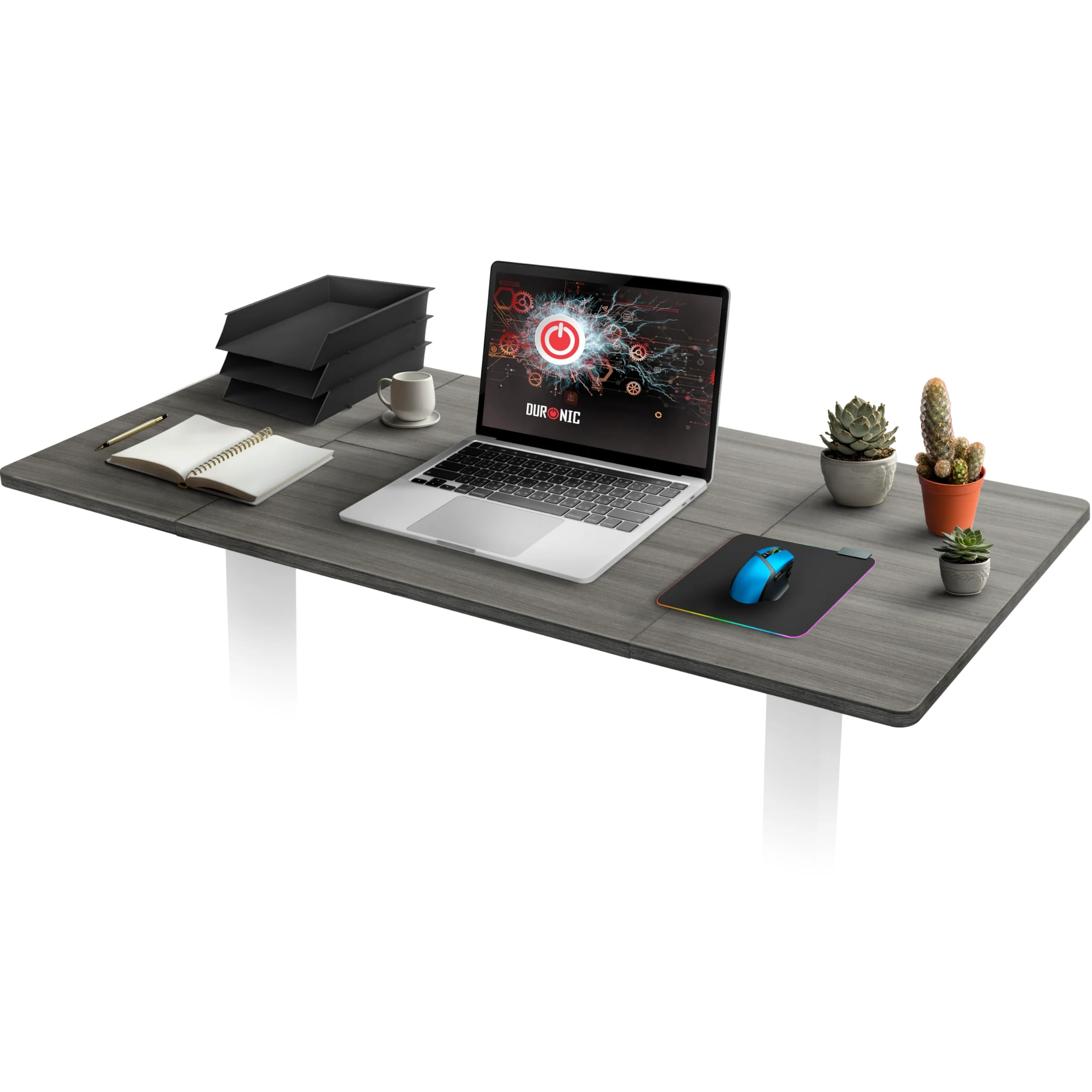 Duronic TT160 GY Superficie per scrivania Sit-Stand 160 x 60 x 2 cm | Compatibile con la maggior parte delle strutture sit-stand | Ideale per la postazione di lavoro domestica o in ufficio | Look industriale, facile manutenzione, MDF robusto, area multita