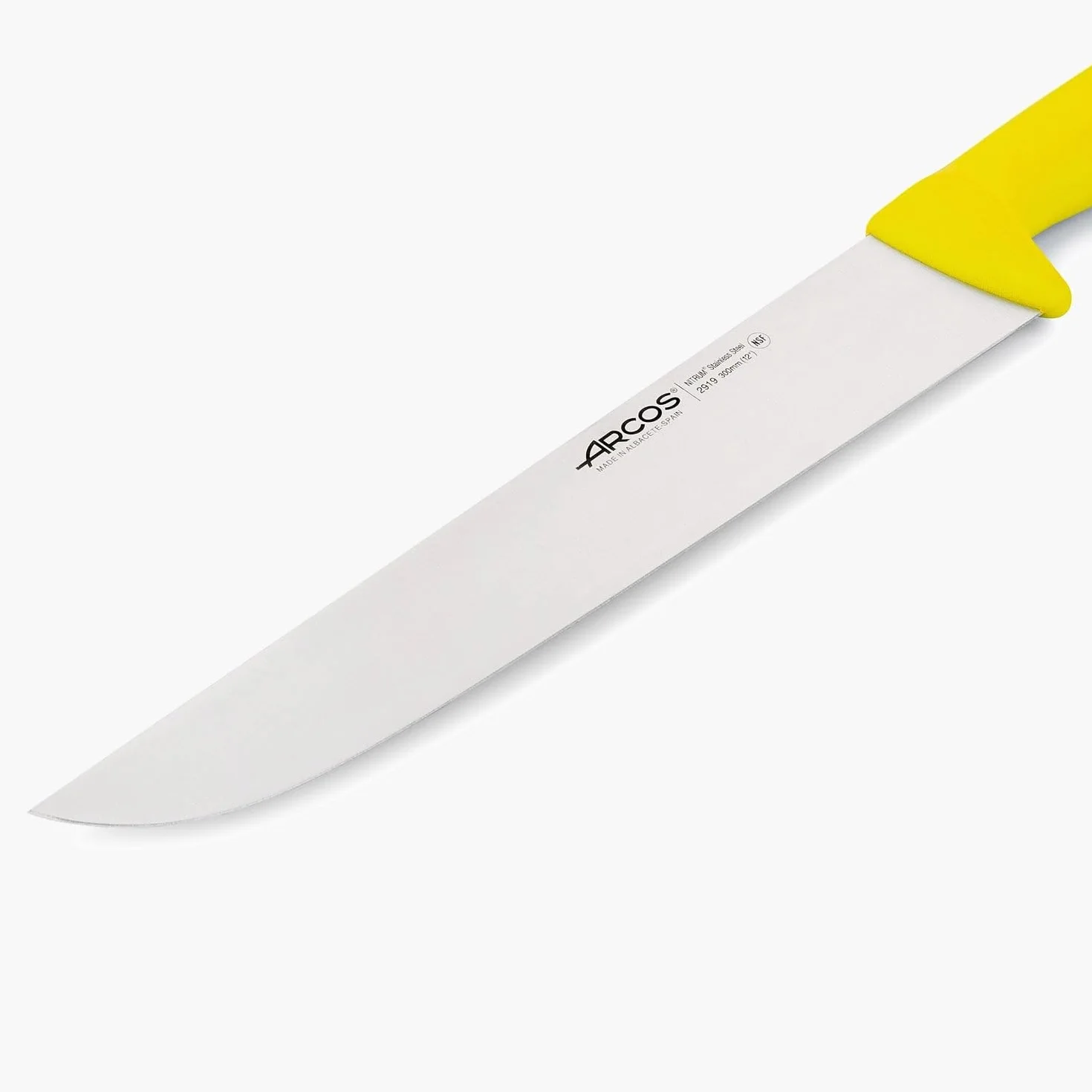 Arcos Serie 2900 - Coltello Scannare Coltello Macellaio Coltello Bistecca - Lama Acciaio Inossidabile Nitrum 300 mm - Manico Polipropilene Colore Giallo