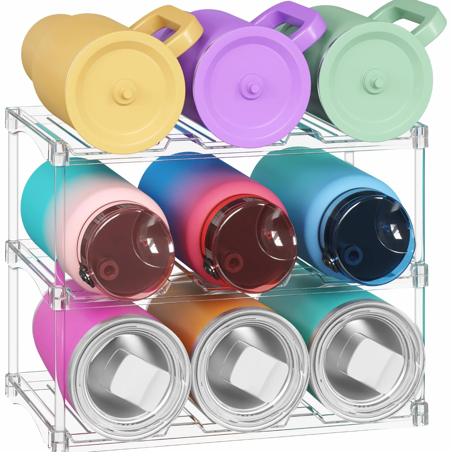 Lifewit Organizer Impilabile per Bottiglie 3 Ripiani 9 Bottiglie Plastica Cucina