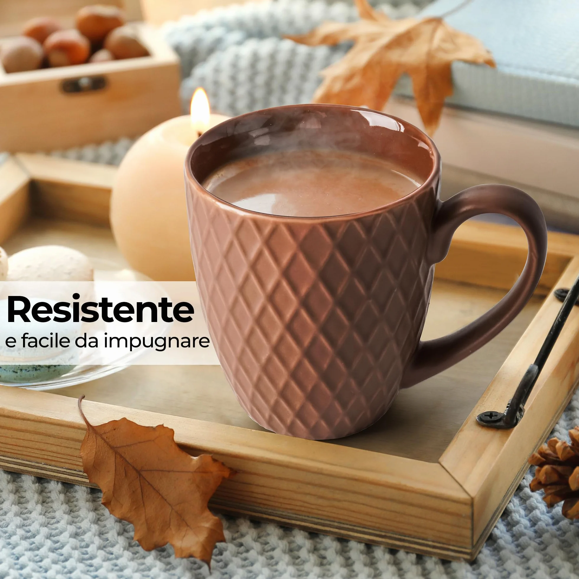 MIAMIO Palmanova Set di tazze da caffè in ceramica 400 ml Beige