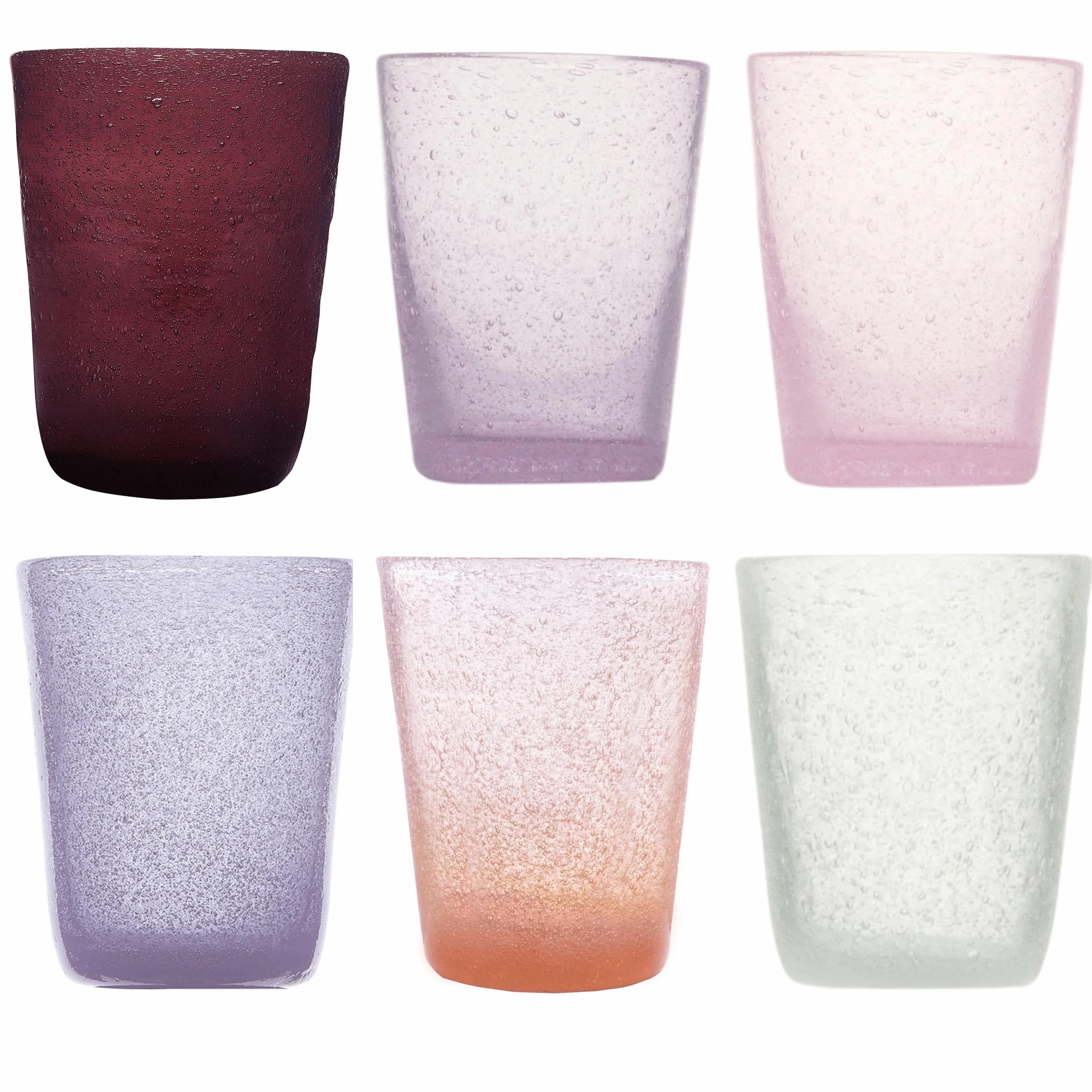 MEMENTO Set 6 bicchieri acqua in pasta di vetro 300cc Violette