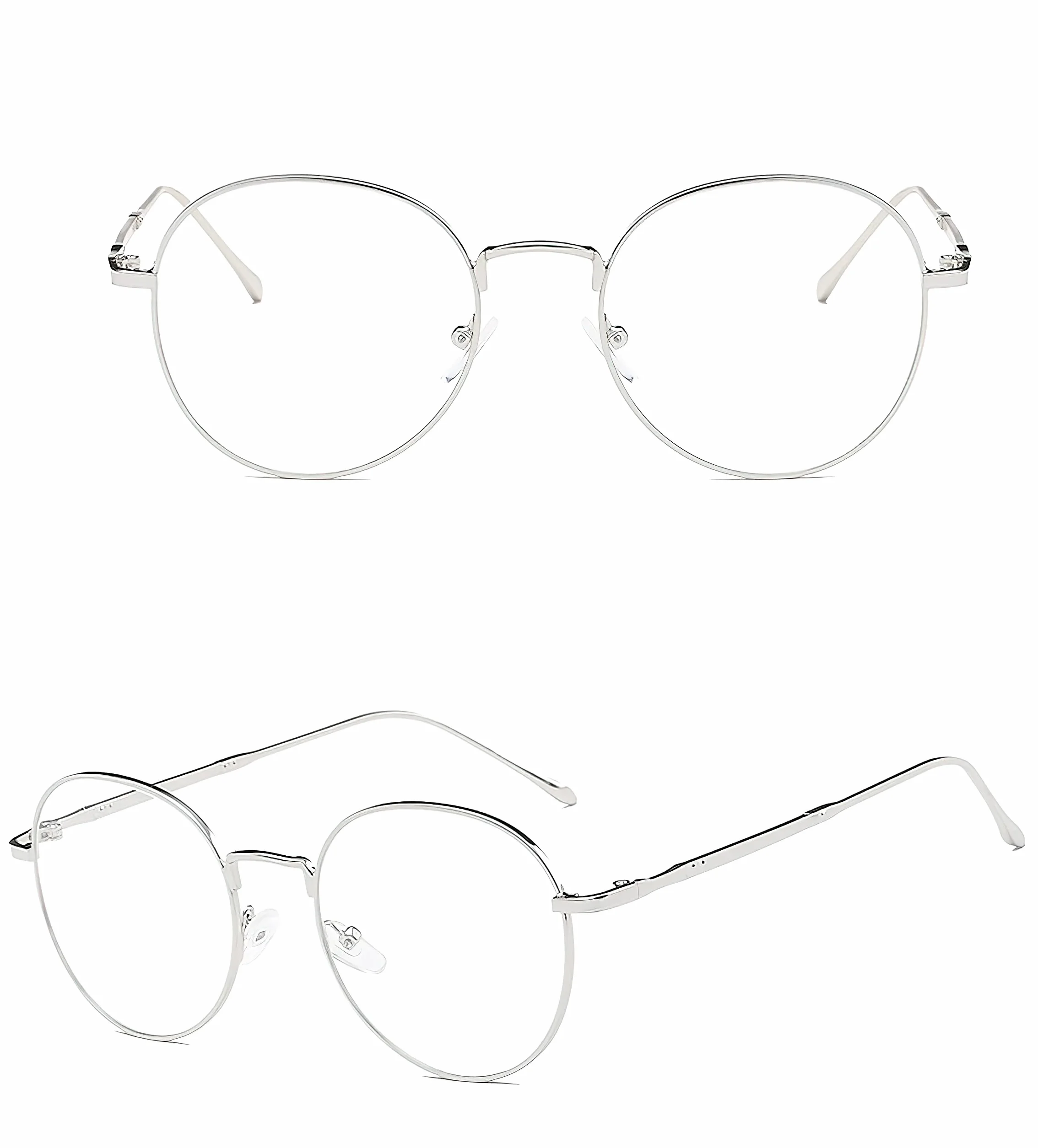 Occhiali in Metallo da Vista Occhio Frame Struttura Vetri Ottici Pianura rotonda vetro Plain completa-Stile Classic