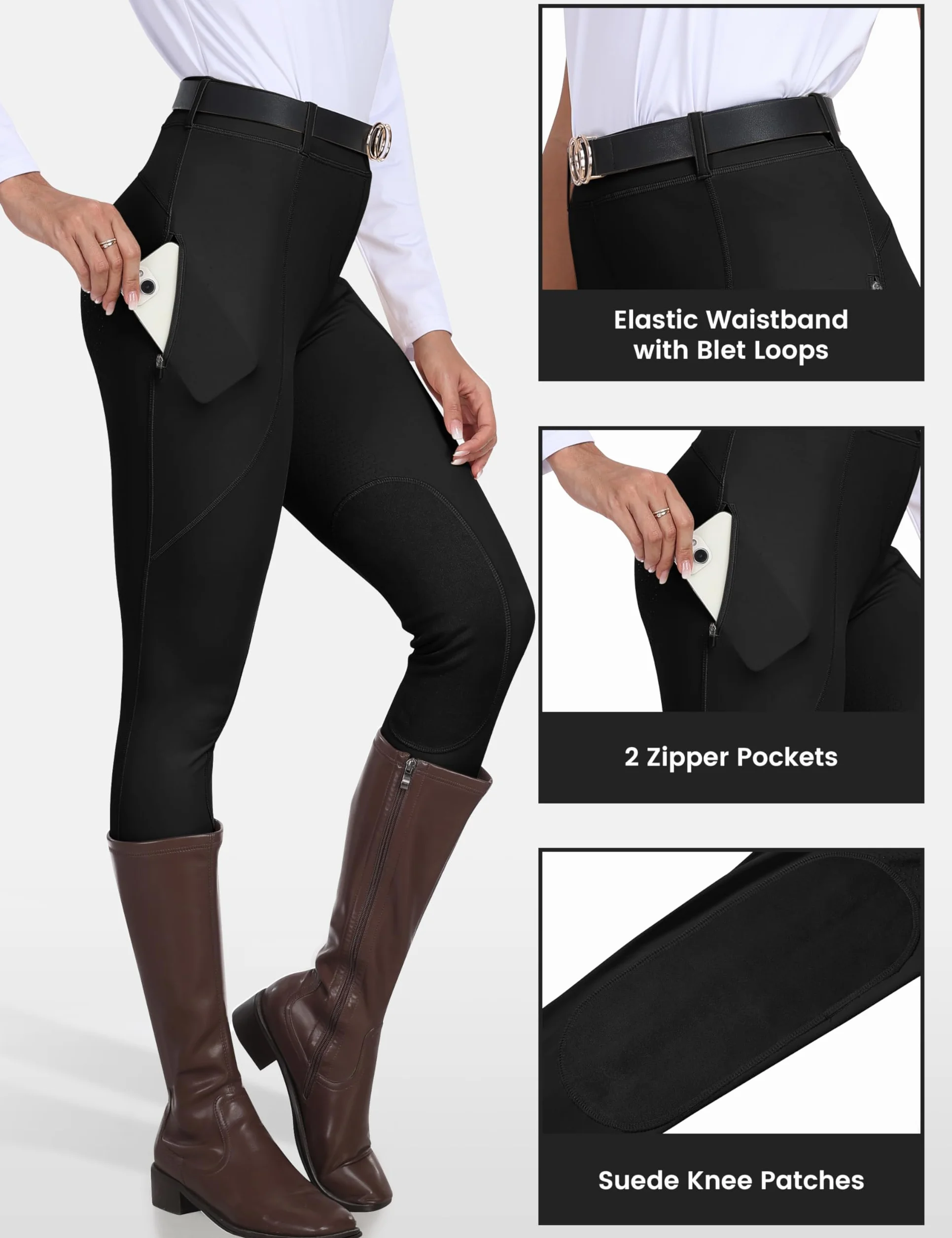 MoFiz Donna Equestrian Sports Breeches Basic Womens Riding Jodhpurs