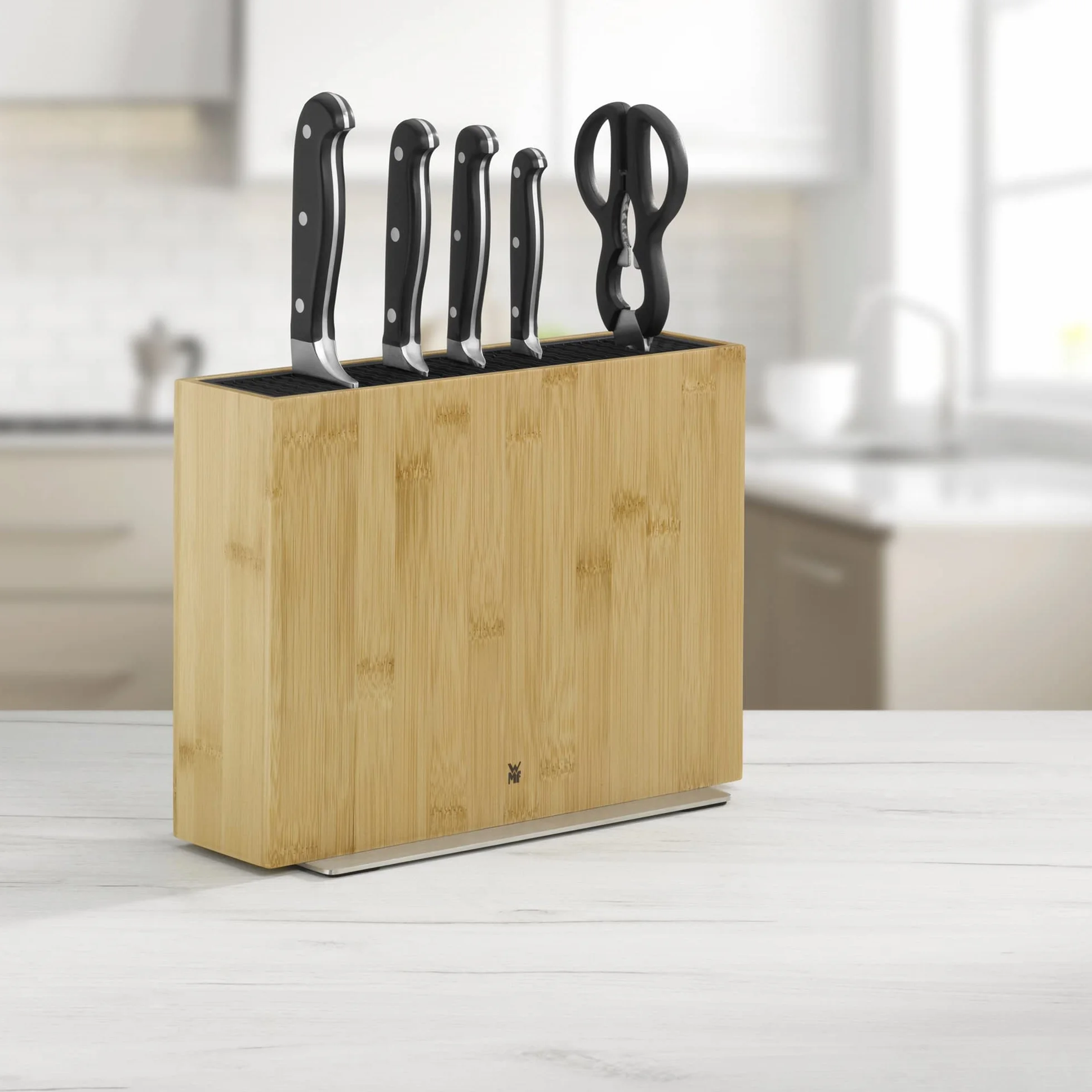 WMF Ceppo portacoltelli vuoto, senza coltello bambù chiaro, compatto, salvaspazio