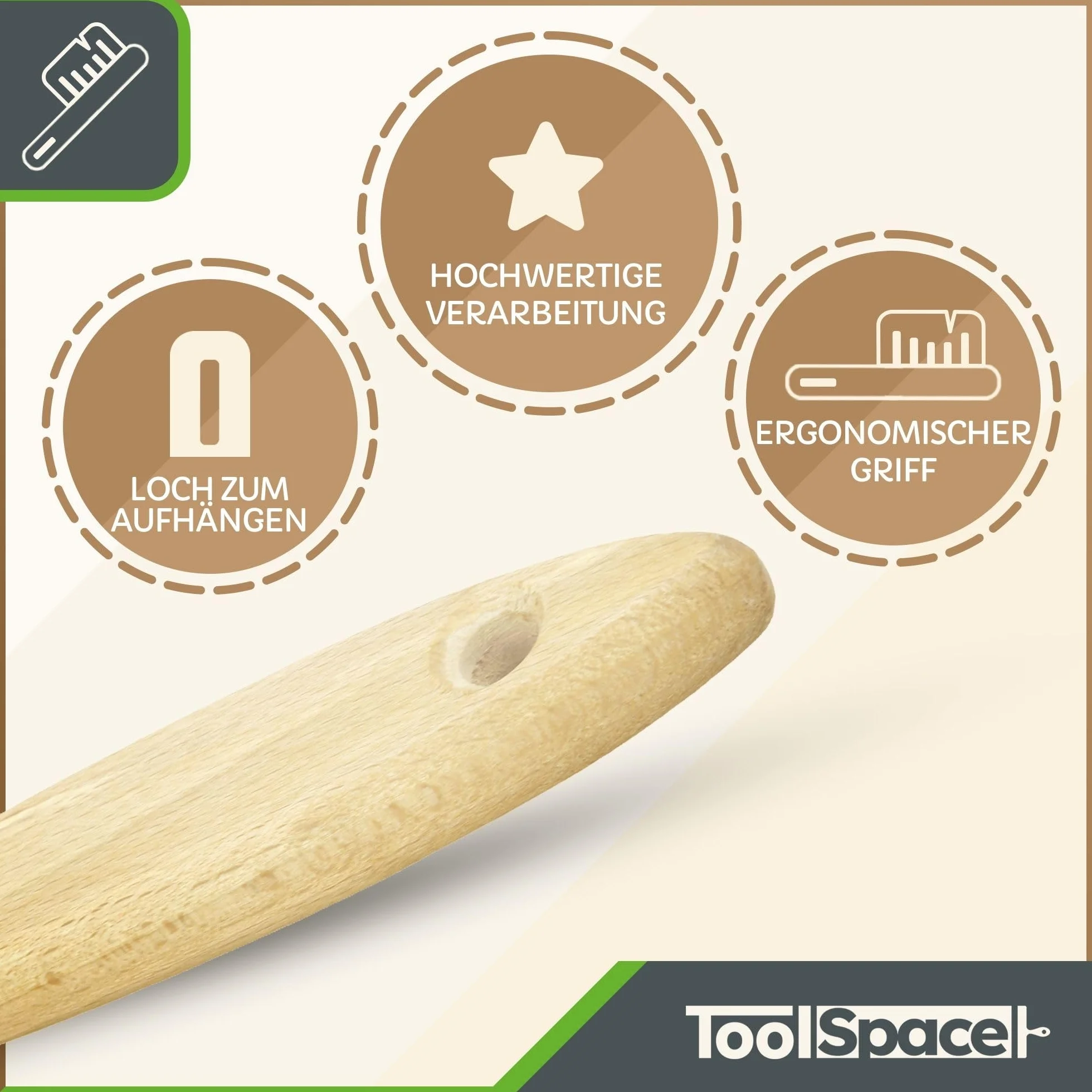 ToolSpace Spazzola in Legno per Sabbia 32 cm - Scopino con Manico Lungo per Camino Carbone Brace Barbecue