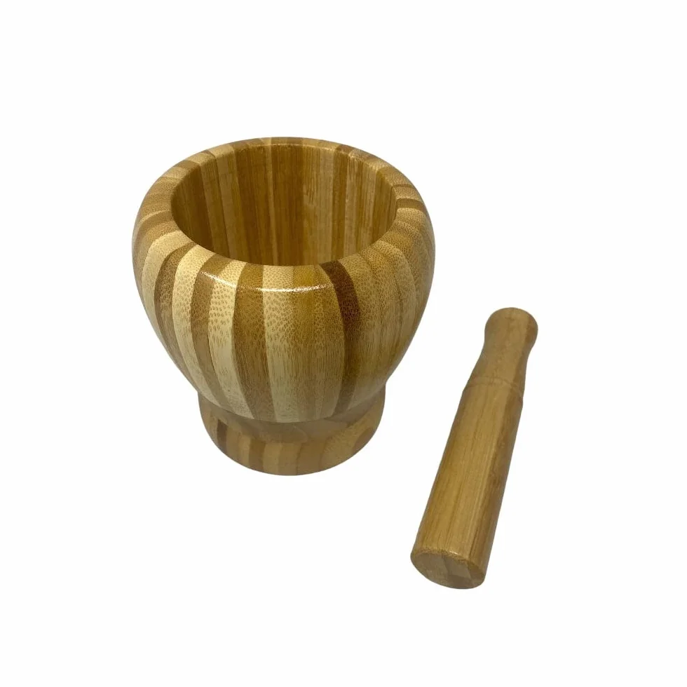 Vetrineinrete® Mortaio con pestello in legno per pesto aglio avocado guacamole ricette utensili da cucina per spezie pepe grani 71505