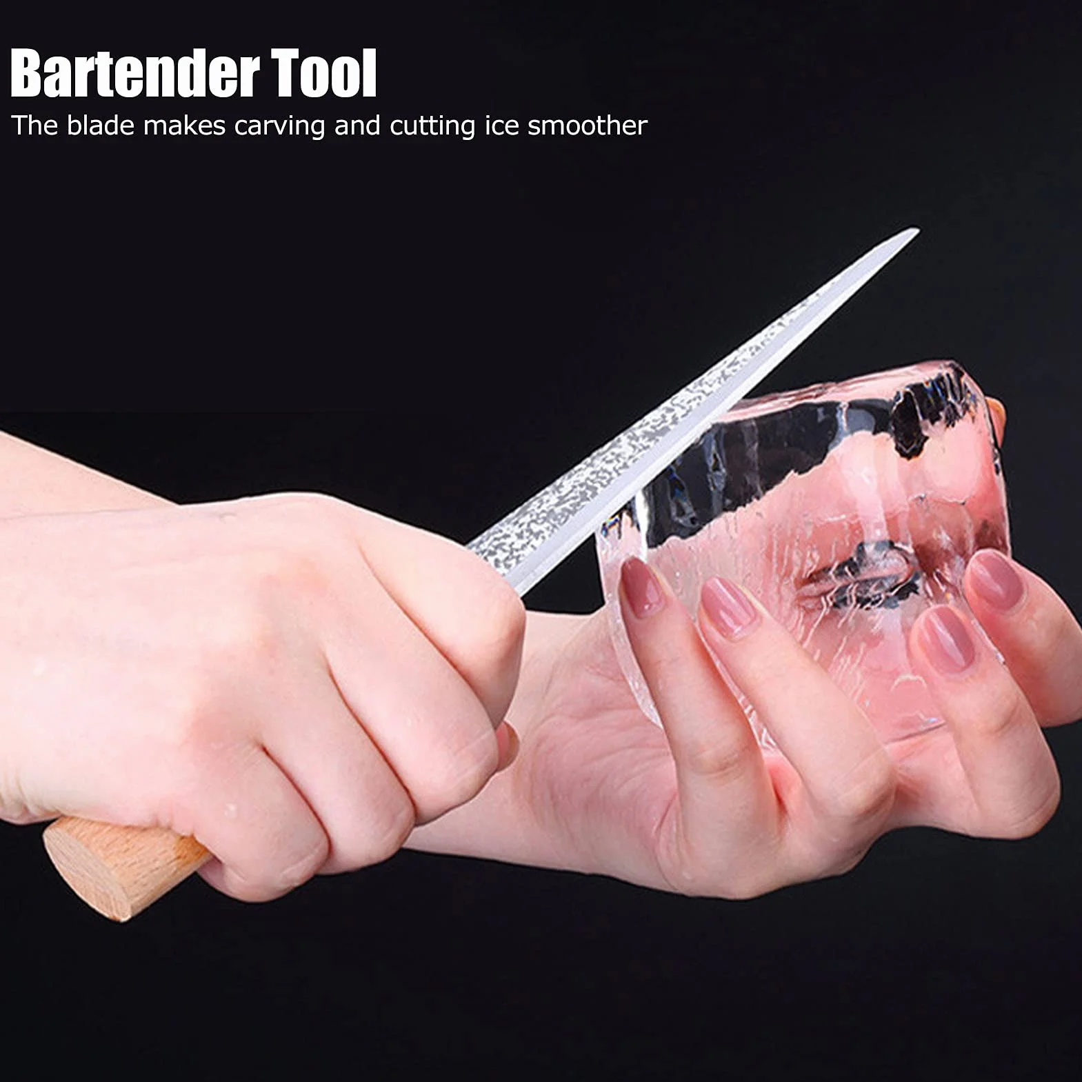 Coltello per Intaglio del Ghiaccio in Stile Giapponese, Strumento Manuale per Barman per Ghiaccio con Copertura Protettiva, Lama in Acciaio ad Alto Tenore di Carbonio per