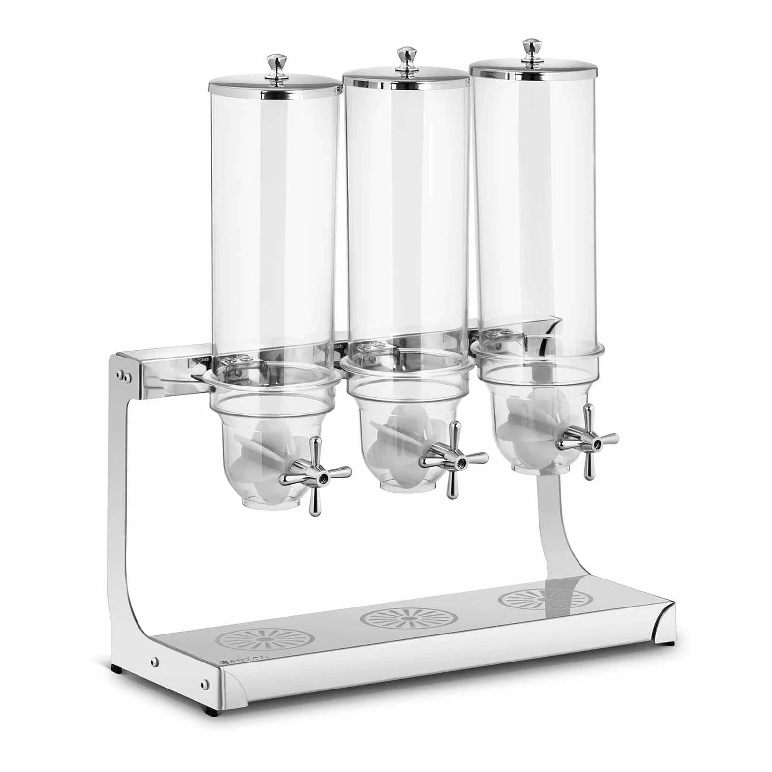 Royal Catering Dispenser per Cereali Distributore di Cereali RCCS-3.5LSS3 (3 x 3,5 litri, 3 contenitori, Acciaio inox)