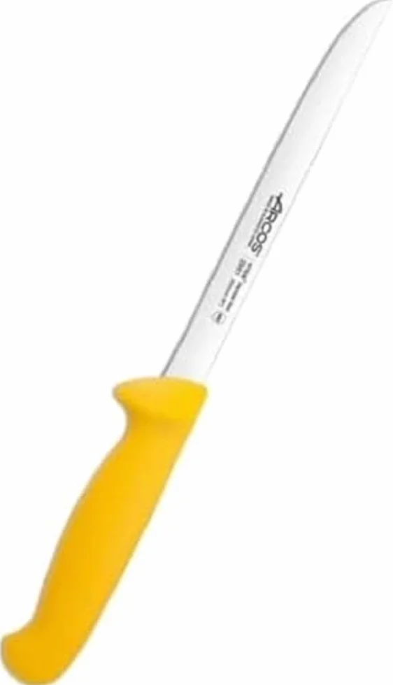 Arcos Coltello per Filettare con Lama in Acciaio Inossidabile Nitrum 200 mm – Manico Ergonomico in Polipropilene, Ideale per Filettare Carne e Pesce – Giallo, Serie 2900
