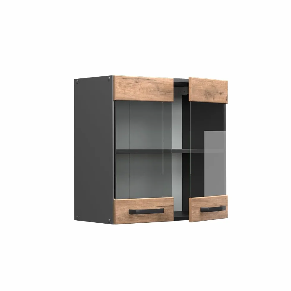 Vicco Mobile da cucina in vetro R-Line, Rovere dorato, 60 cm, per la libera combinazione all'interno di sistemi cucina modulari