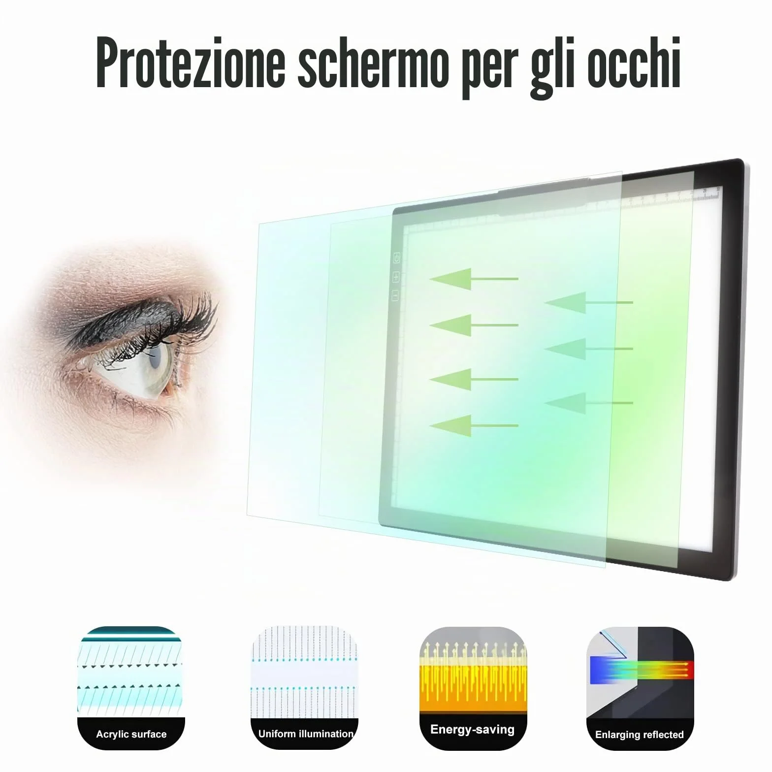 Tavolino luminoso A4 lightpad ricaricabile 6 livelli luminosità per diamond painting