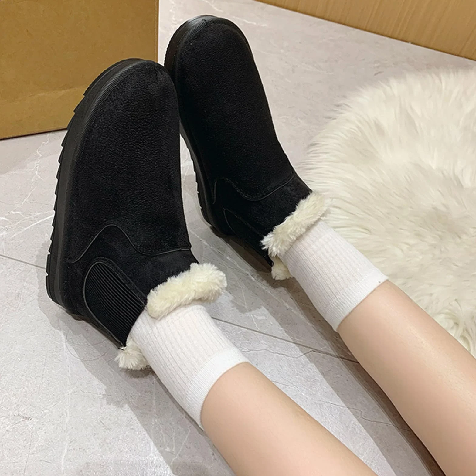 Scarpe invernali da donna gambo corto foderate calde antiscivolo basse