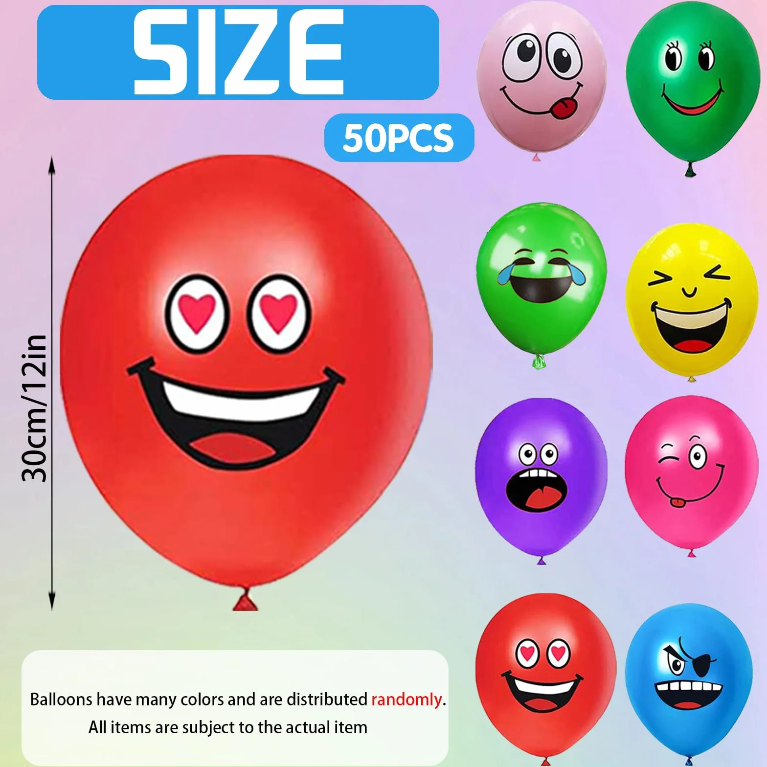 20/50/100/200 Pezzi Palloncini Smiley, 12 Pollici Emoji Lattice Palloncino Festa, Palloncini Colorati per Feste Anniversario San Valentino Compleanno Festa Battesimo Baby Shower Deco