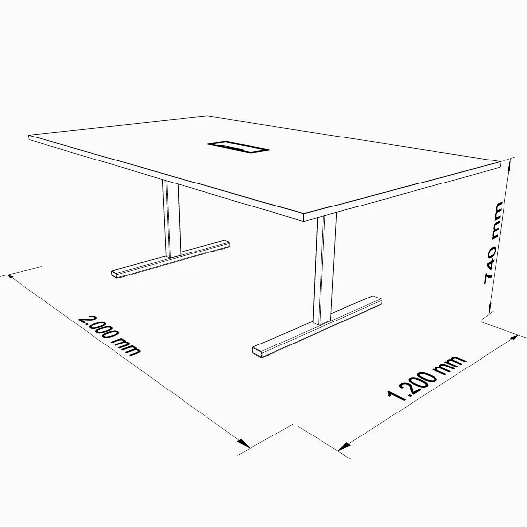 Weber Büro Easy Tavolo da conferenza, 200 x 120 cm, grigio perla con elettrificazione, tavolo riunioni, colore struttura: antracite