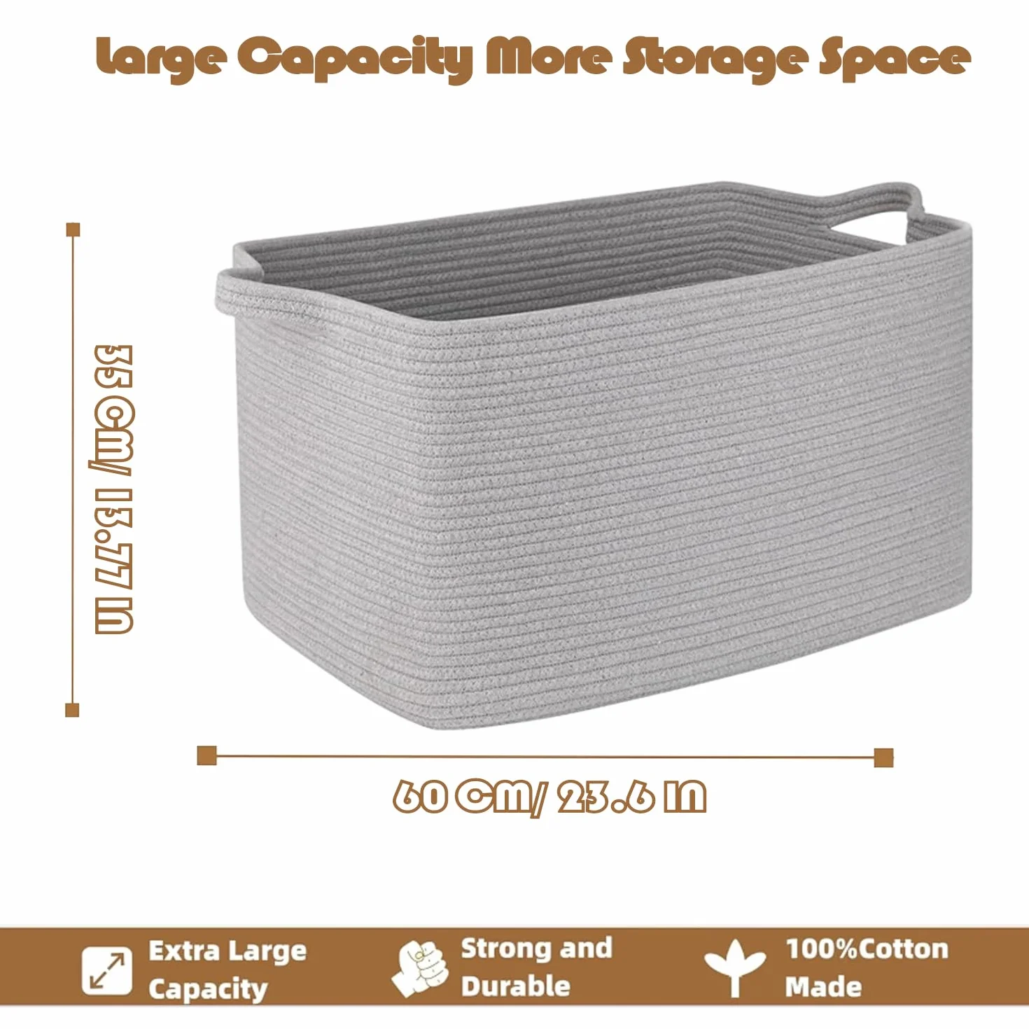 Esteopt Cesto portaoggetti extra large da 85 l, con manici, in tessuto resistente, pieghevole, organizer per giocattoli, coperte, vestiti stagionali, design salvaspazio pieghevole (60 x 40 x 35 cm