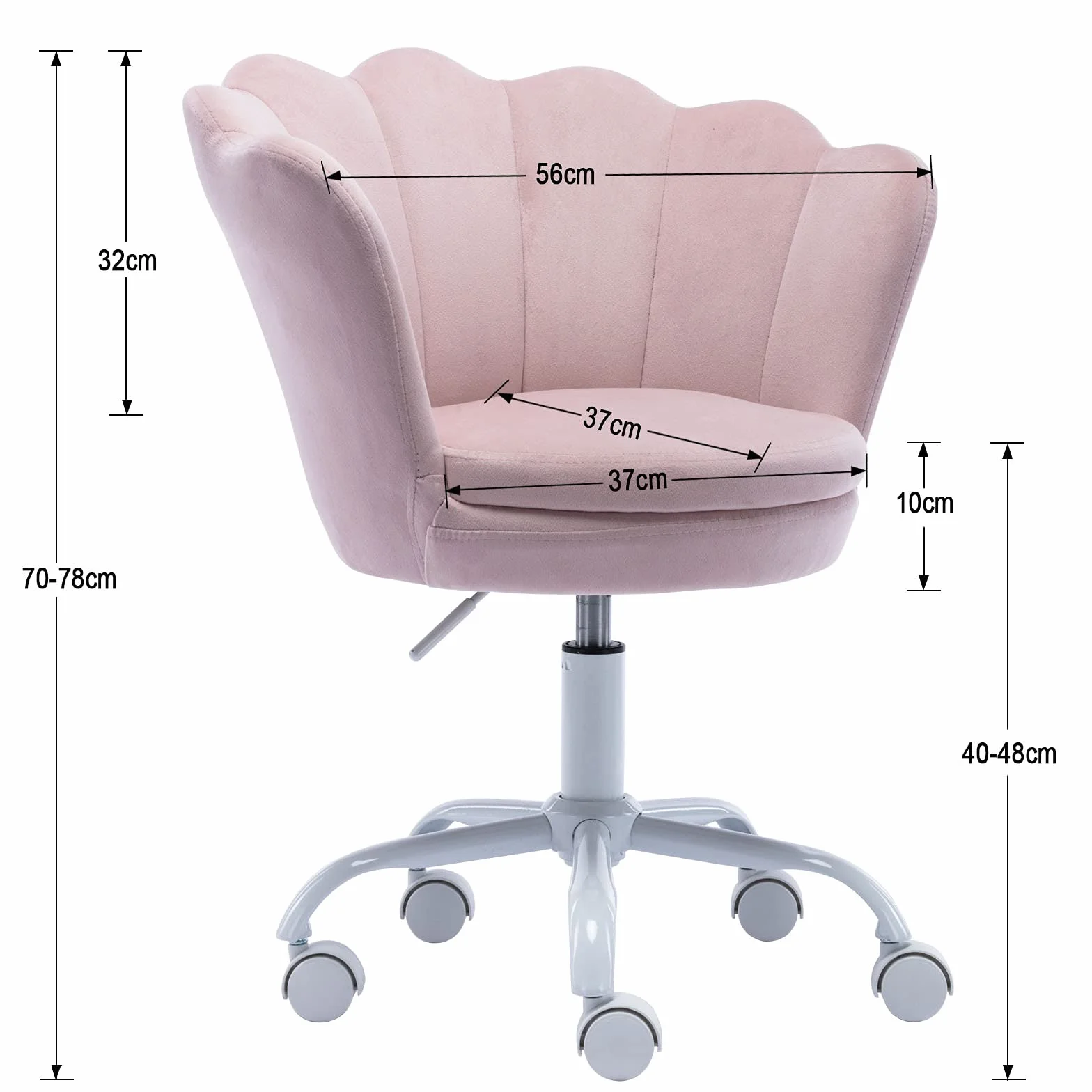 Wahson Sedia da Scrivania per Bambini Poltrona Girevole in Velluto Regolabile in Altezza Sedia da Studio per Cameretta Ragazza (Rosa Chairo)