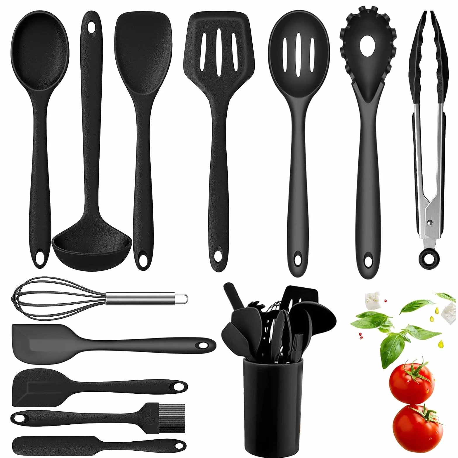 Set 13 Pezzi Utensili Cucina Silicone Antiaderenti Resistente al Calore Lavabile In Lavastoviglie
