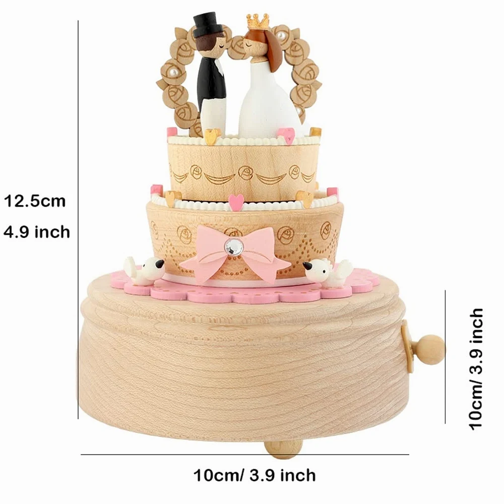 Custodia Musicale per Decorazioni Music Box di legno, Musical Box figura della torta Matrimonio coppia, Music Box for il compleanno regalo festa della donna ragazze di nozze San Valentino Carillon