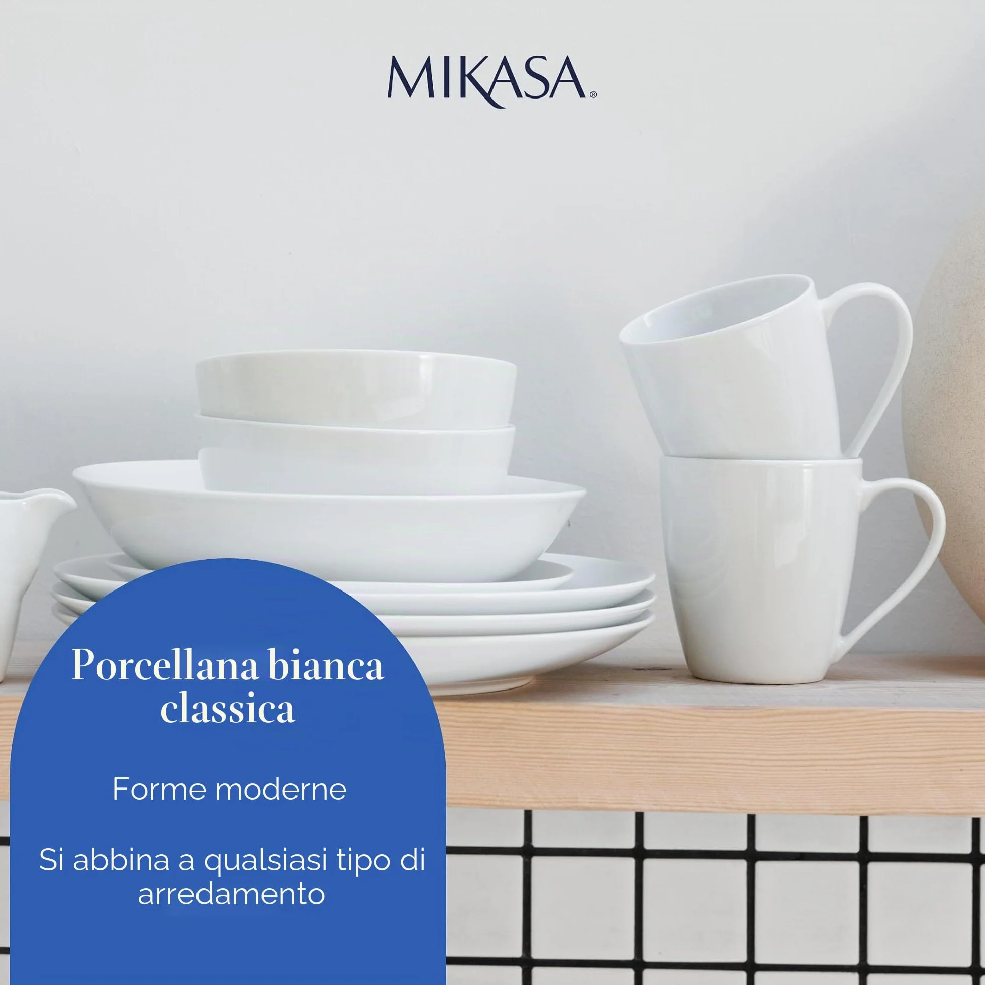Mikasa Chalk Tazze di porcellana, Set di 4 tazze bianche 380 ml per tè e caffè
