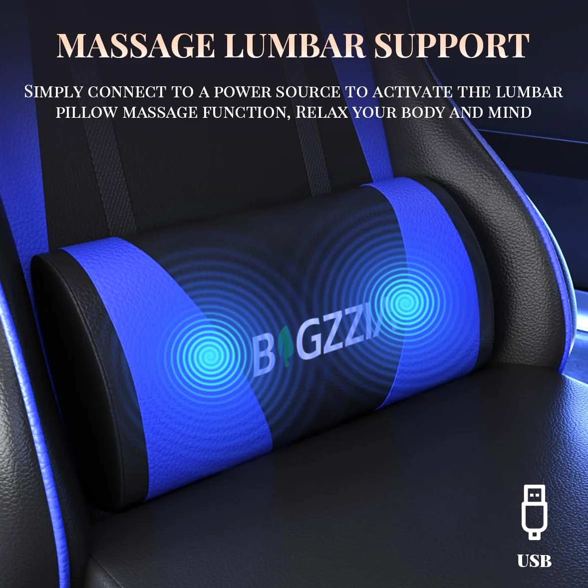 bigzzia Sedia Gaming, Sedie Ergonomica con Poggiapiedi per Videogiochi, Sedia da Gaming con Cuscino Lombare Massaggiante e Poggiatesta per Giocare, Studiare e Lavorare in Ufficio (Blu)