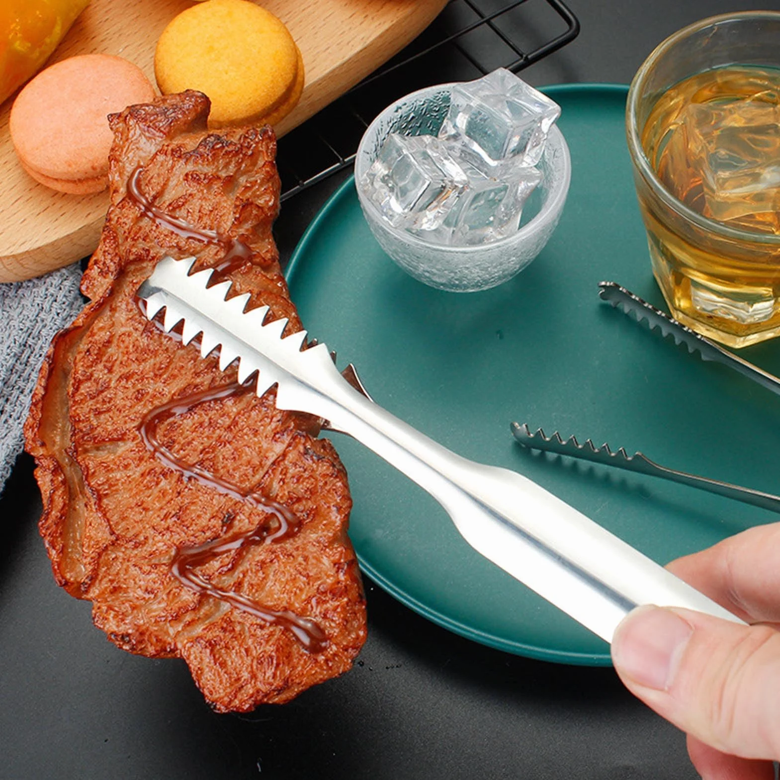 Pinze Per Ghiaccio in Acciaio Inossidabile da 10 Pezzi, Pinze Per Ghiaccio Mini Pinze Per Zucchero, Pinze Per Piccoli Antipasti, Pinze Per Servire Cibo da Cucina, Clip da Cucina a Dente (22.8CM)