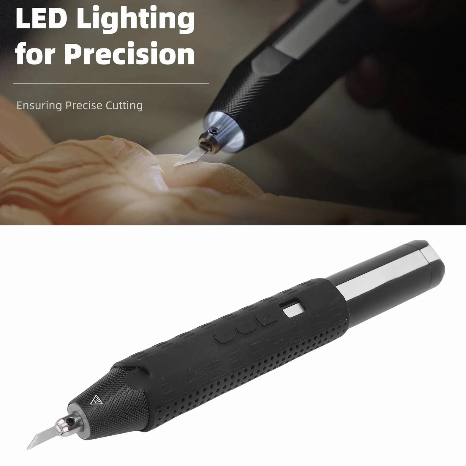 Fafeicy Cutter Ad Ultrasuoni 40kHz con Luce LED 3 Modalità di Potenza 24pcs TIPS per Legno Pelle PVC Stampato 3D