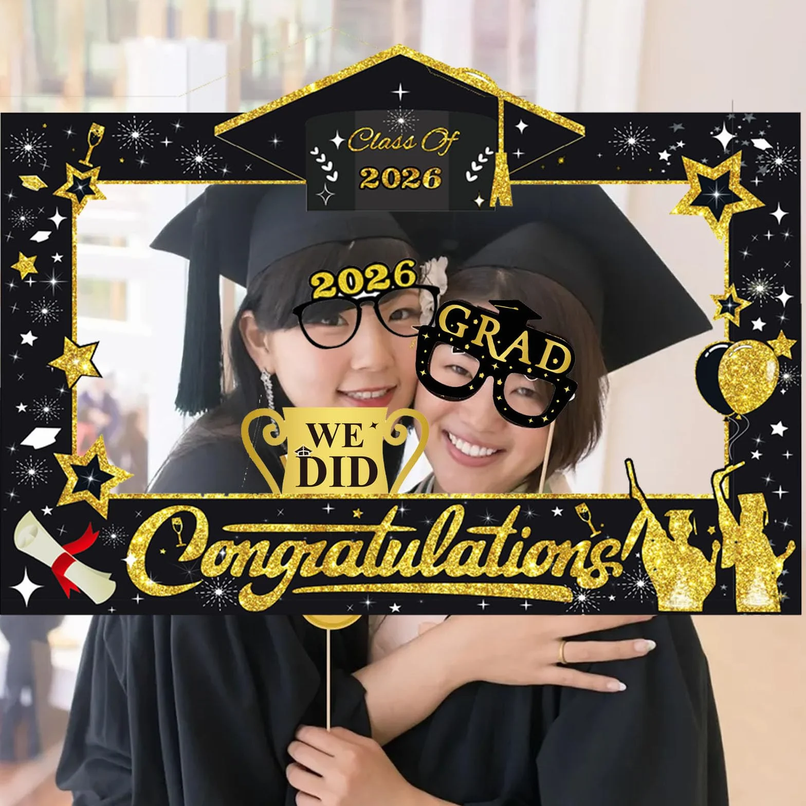 30 pz Foto Props Laurea Gadget, Cornice per Selfie in Carta, Alta Aualità Photo Booth Accessori, per 2026 Laurea Decorazioni Festa