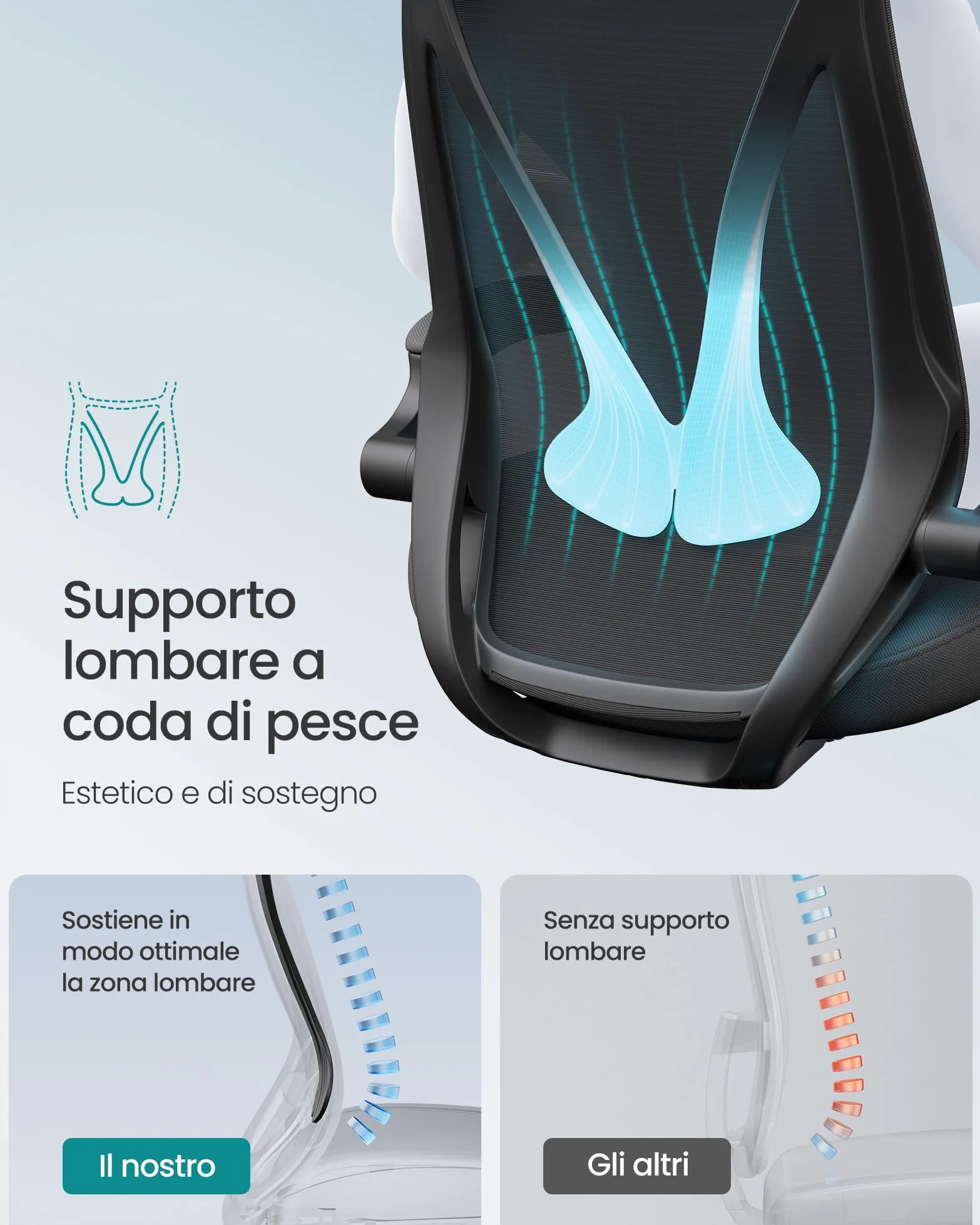 SONGMICS Sedia da Ufficio, Sedia da Scrivania, Schienale Ergonomico, Altezza Regolabile, Braccioli Ribaltabili, Poltrona Girevole con Poggiatesta, Portata 150 kg, Nero Inchiostro OBN088B01