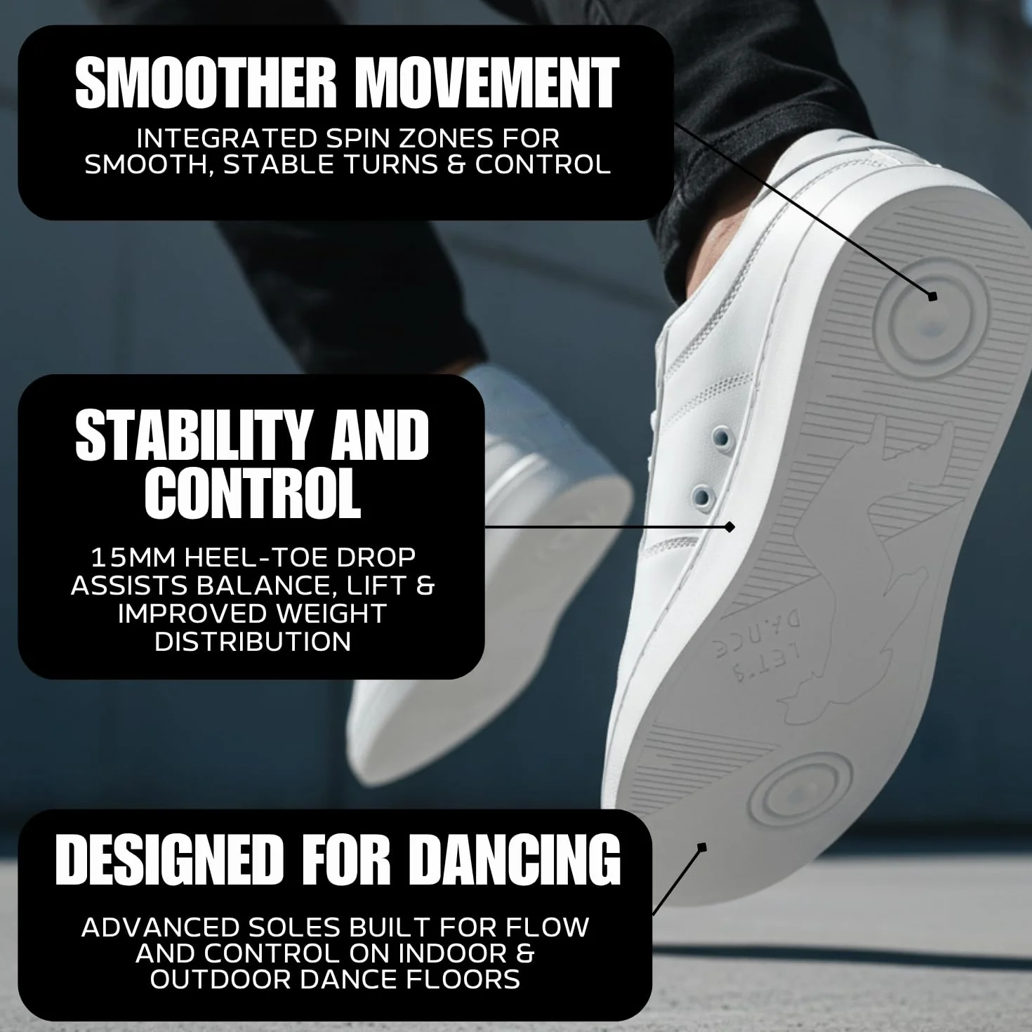 Scarpe da ballo unisex suola rotante per balli latini Bachata Salsa Line Dancing Swing Shuffling Hip Hop