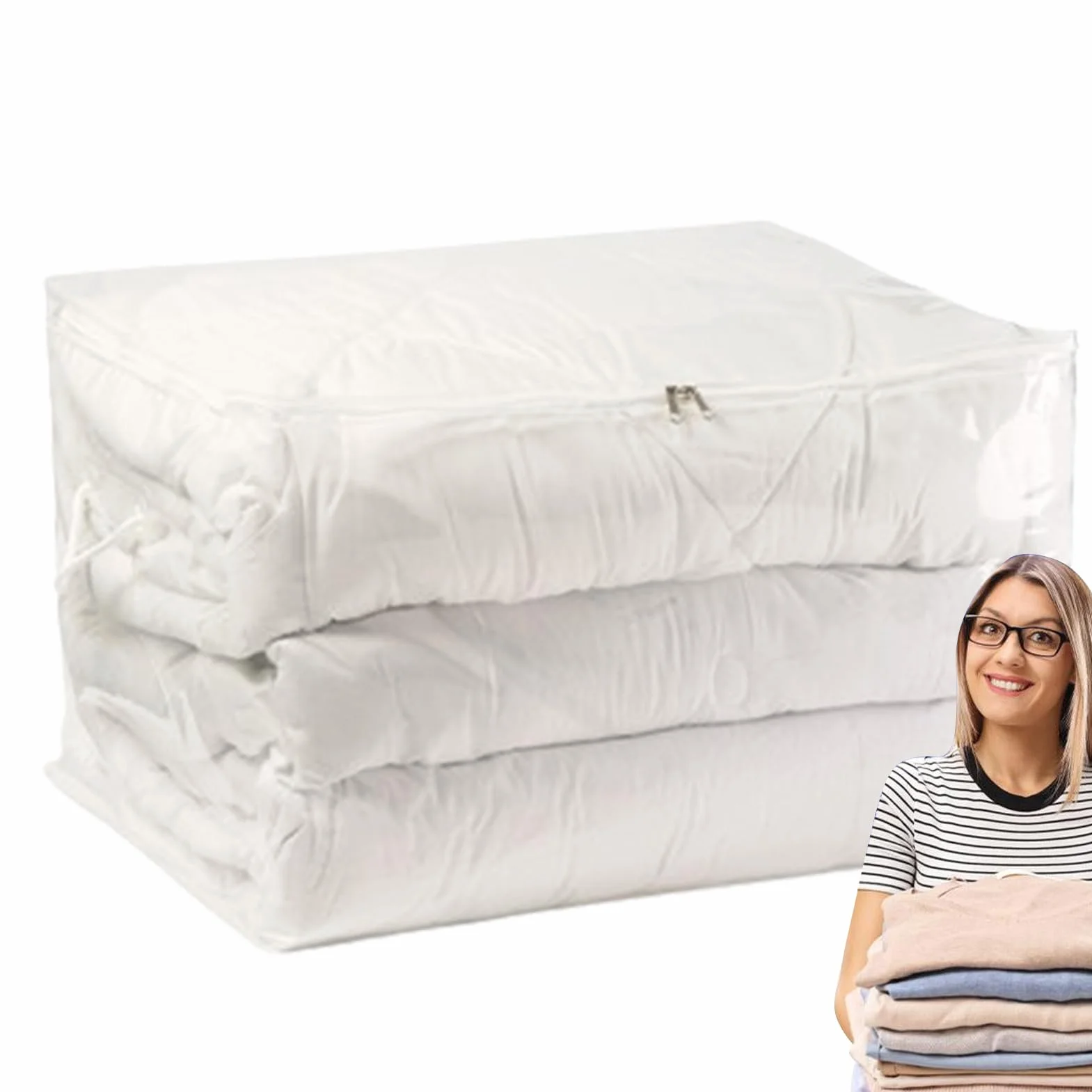 Grandi borse portaoggetti – contenitori trasparenti | contenitori con manico, organizzazione e per coperte, organizer per guardaroba