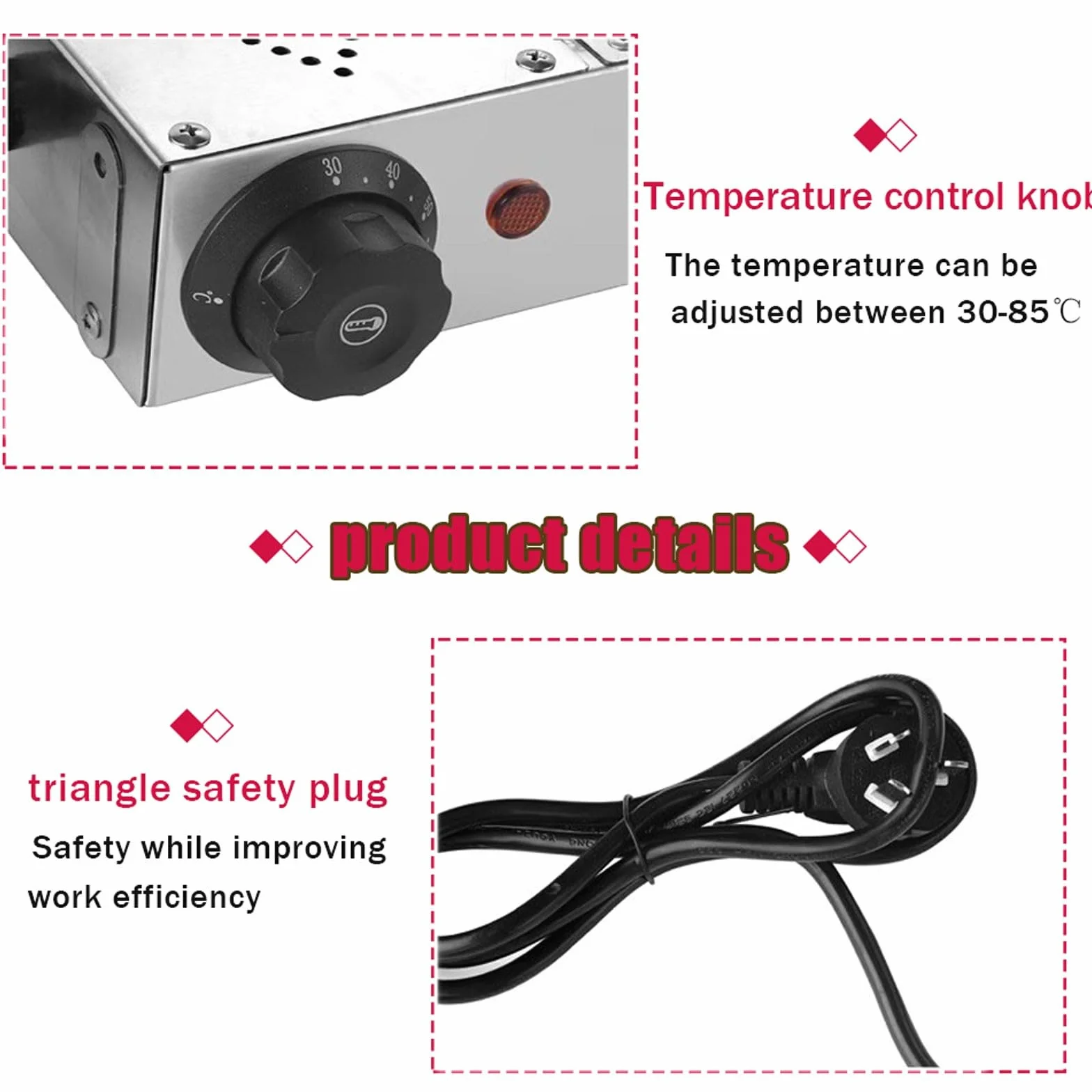 Lampada Riscaldante per Alimenti Acciaio Inossidabile Temperatura Regolabile 30-85℃ per Buffet Ristoranti
