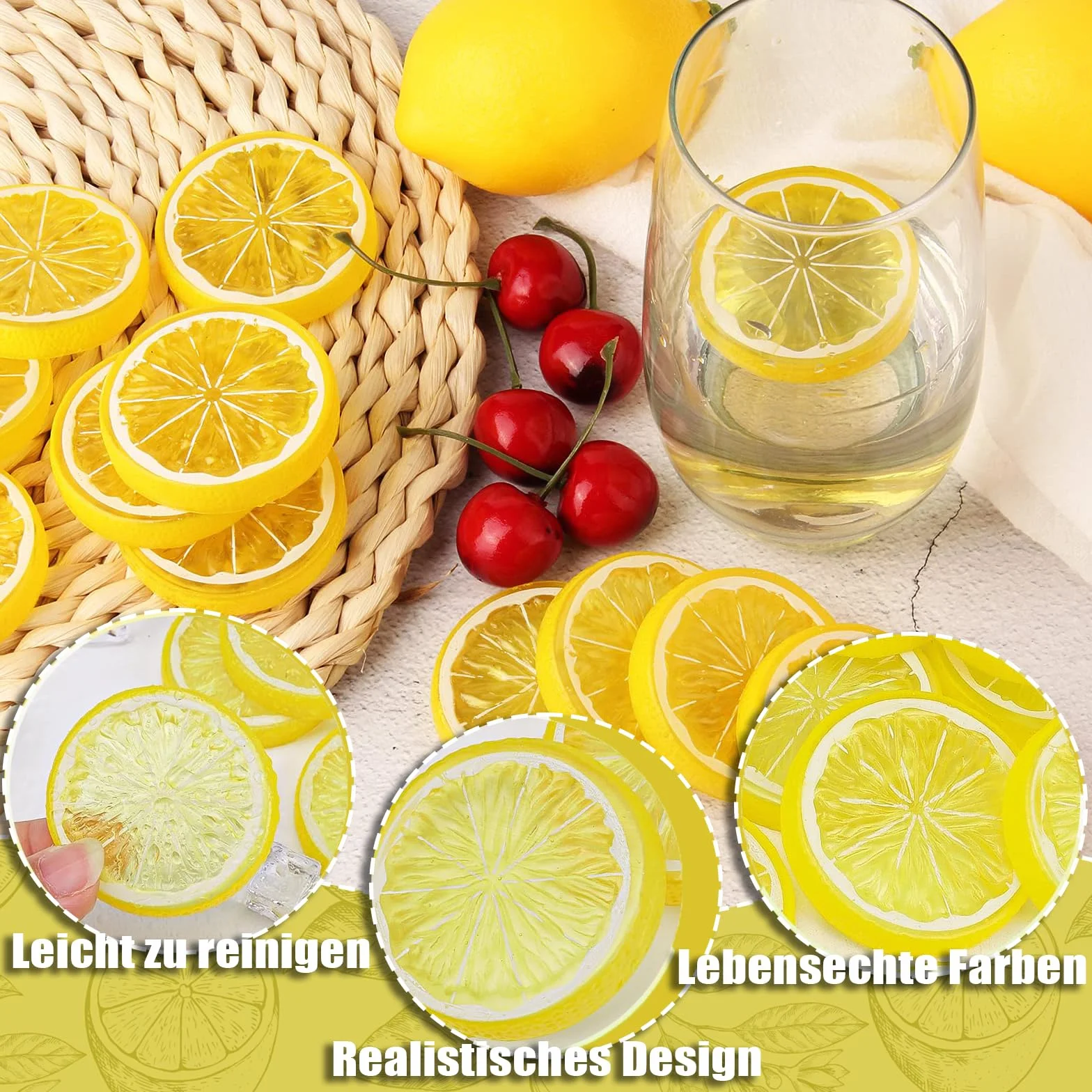 Fette di limone finte in plastica artificiali per decorazione limone