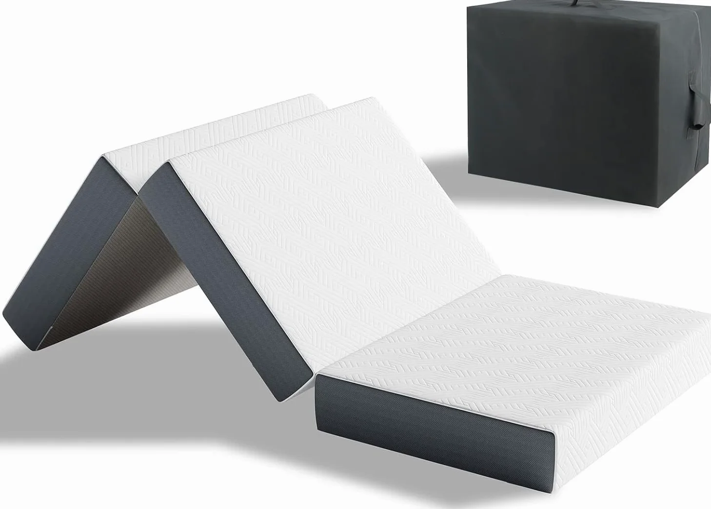 Vesgantti Materasso Pieghevole in Gel Memory Foam per Ospiti, Oeko-Tex Copertina Morbida, Materasso Singolo da Viaggio Campeggio, Sfoderabile, con Borsa per il Trasporto