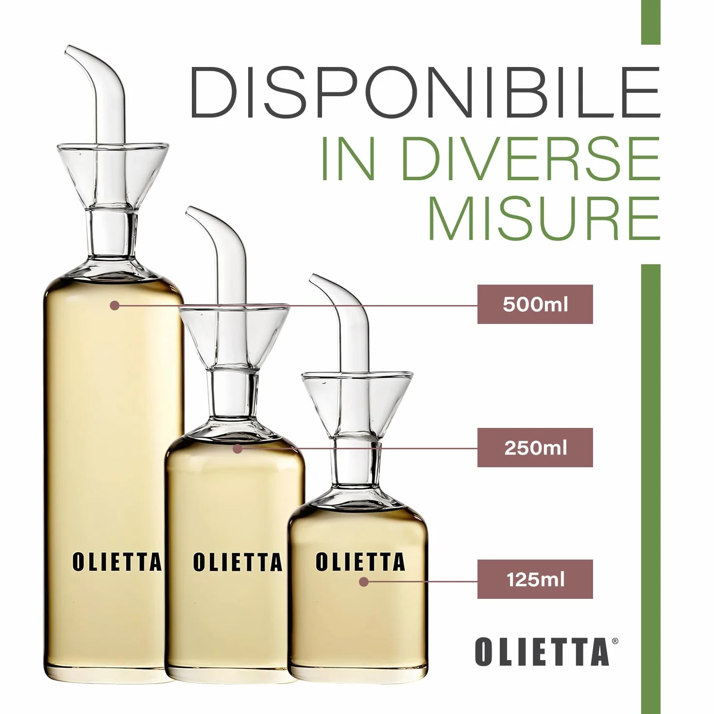 Olietta Oliera da Tavola Salvagoccia in Vetro per Olio e Aceto 500ml 0,5 litri