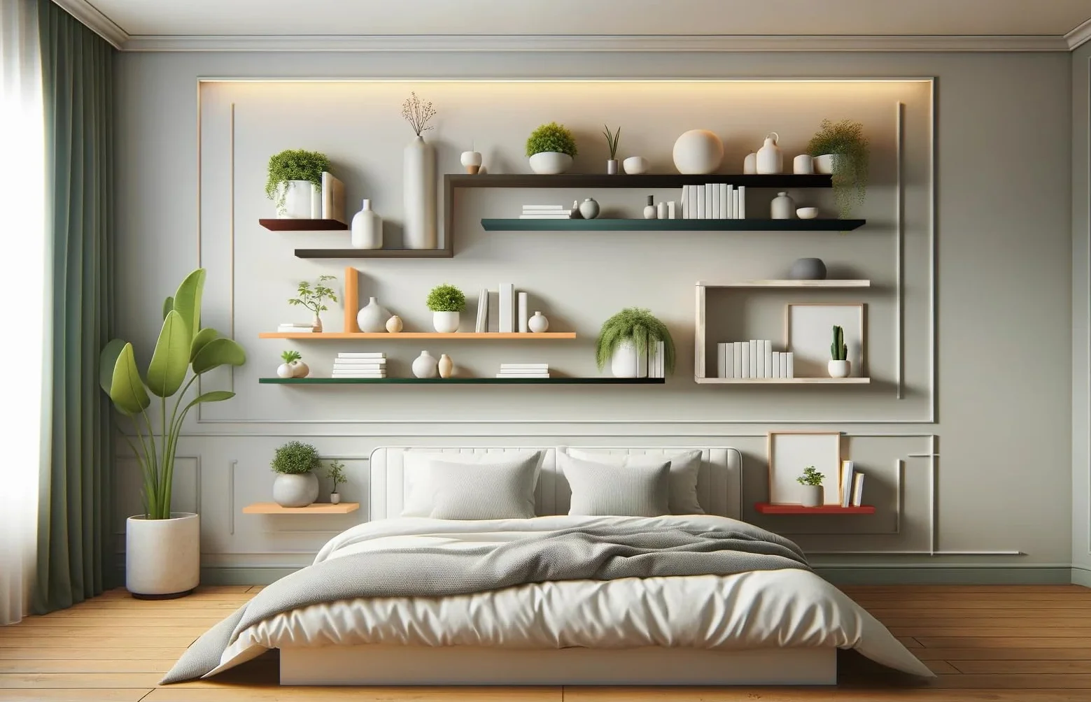 Mensola in Legno Massello Sospesa a Parete, Ripiano Artigianale, 7 Colori, Varie Dimensioni, Arredamento Bagno, Cucina, Camera da Letto, Ufficio, Made in Italy (Fat, White, W20xH4xL100 cm)