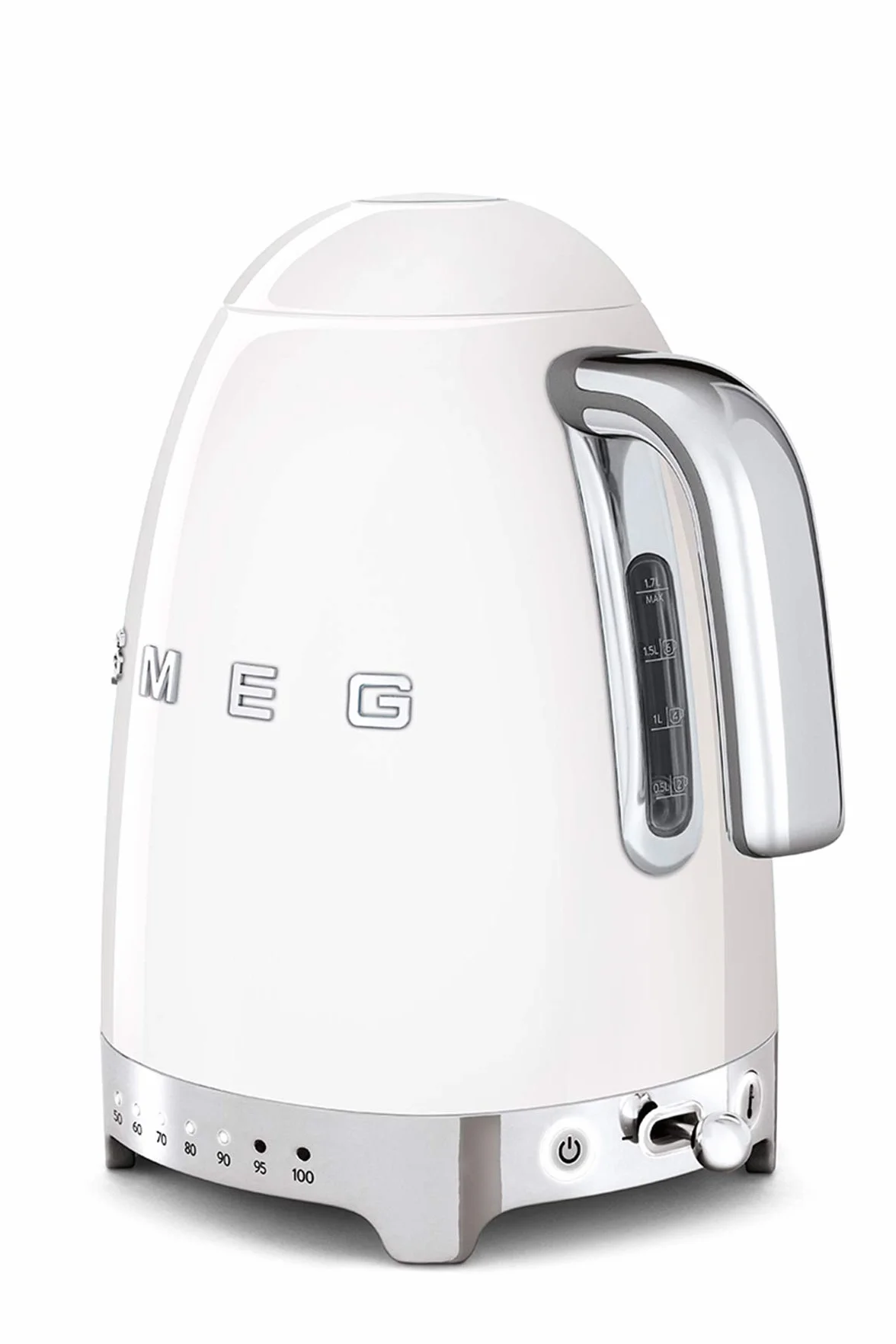 Smeg, Bollitore Temperatura Variabile KLF04WHEU 1,7L, Più Livelli di Temperatura, Filtro Anticalcare Lavabile, Autospegnimento Sicurezza, Indicatore Livello Acqua, Avvolgicavo, Potenza 2400W, Bianco