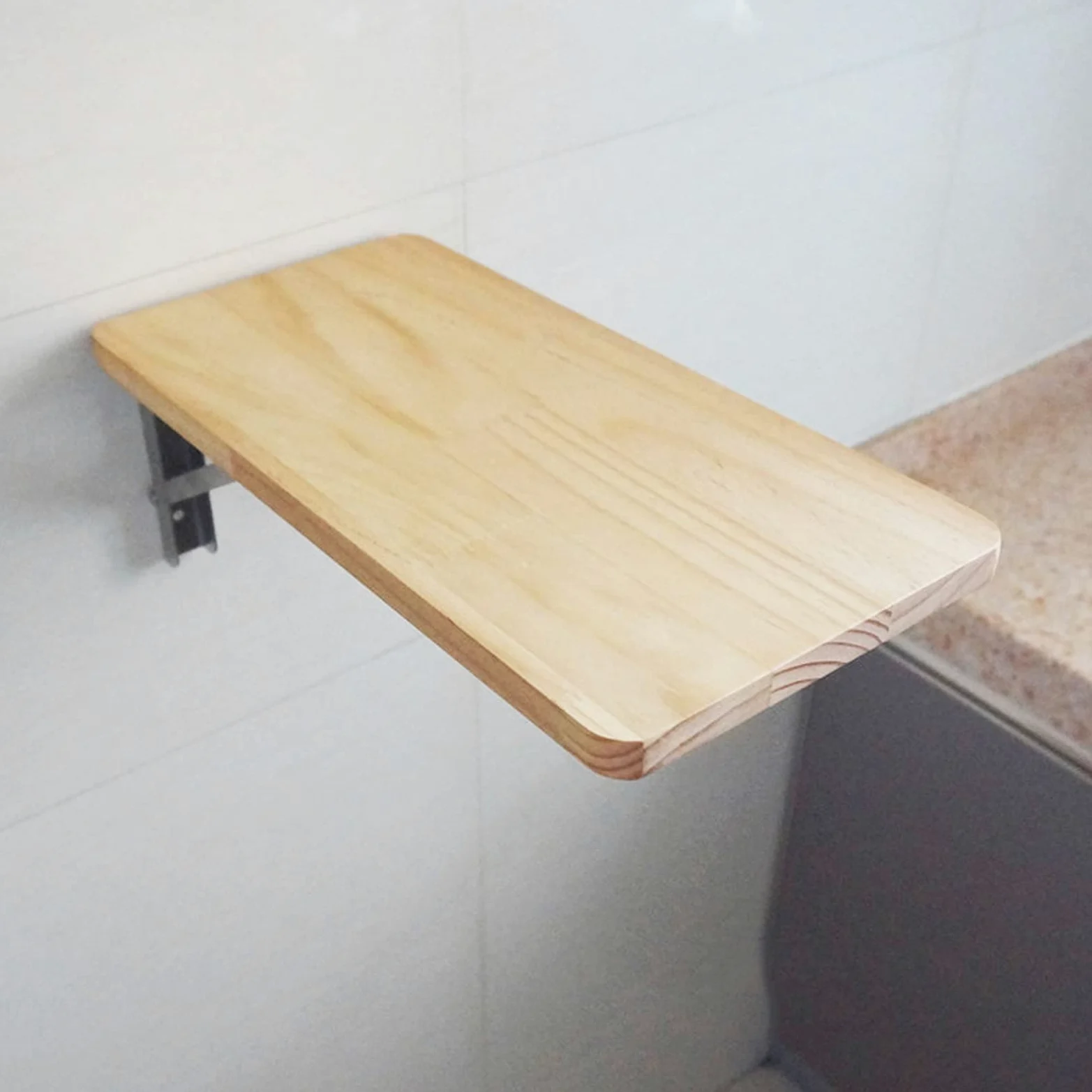 Tavolo da muro pieghevole per soggiorno, legno massello e staffe in acciaio inox | Tavolini da parete Tavolo da lavoro Tavolo da pranzo Tavolo da pranzo Appeso Scrivania per computer, Design moderno