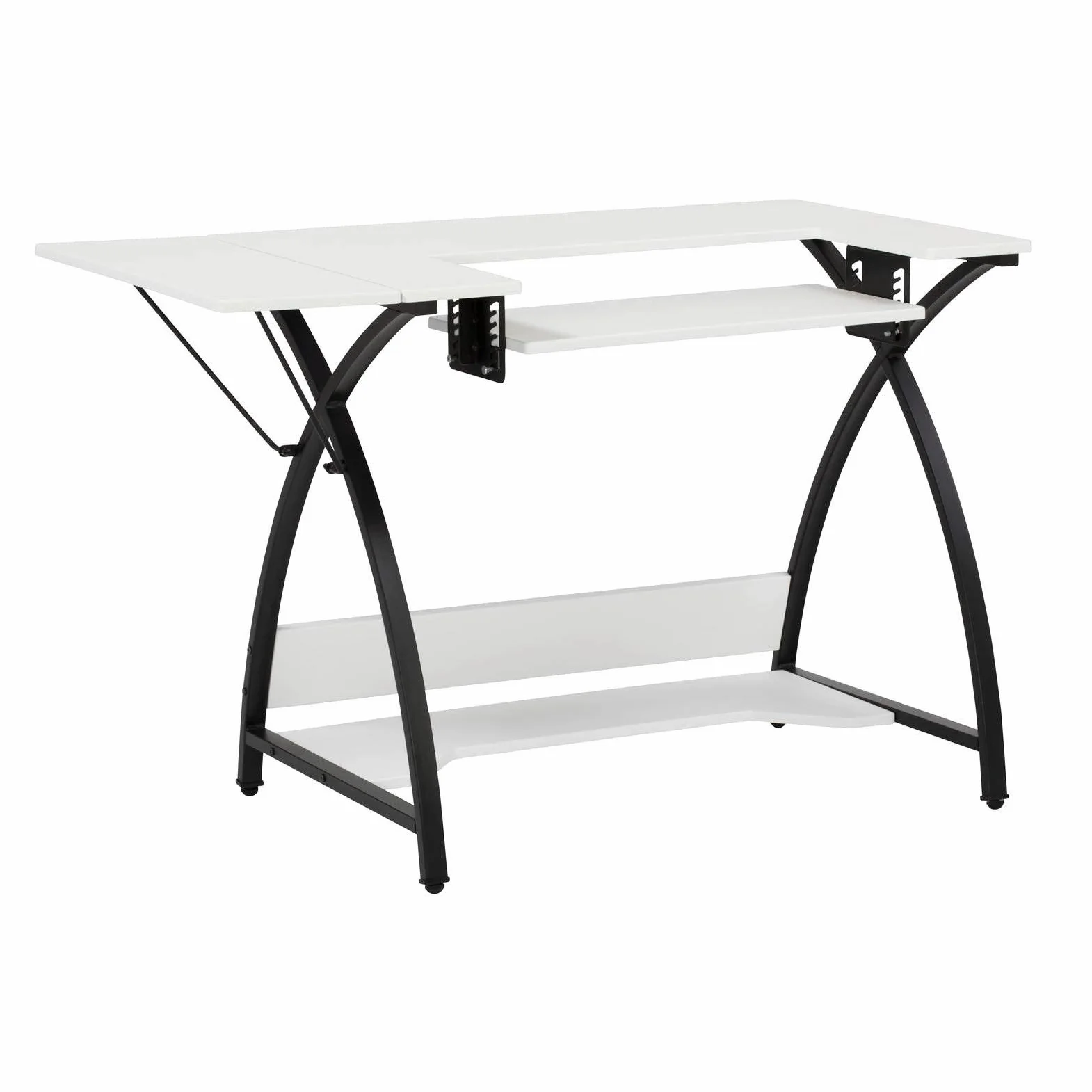 Sew Ready Tavolo da cucito, acciaio legato, nero/bianco, 115,6 cm L x 23,5 cm P x 30" H