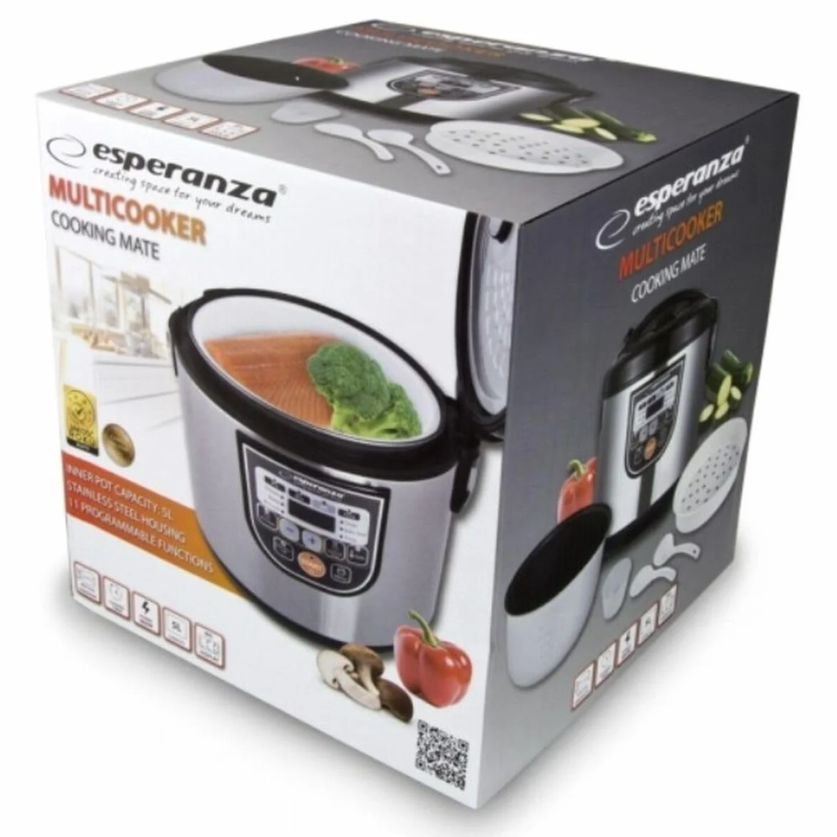 ESPERANZA EKG011 Multicooker 5L 860W Czarny Metaliczny