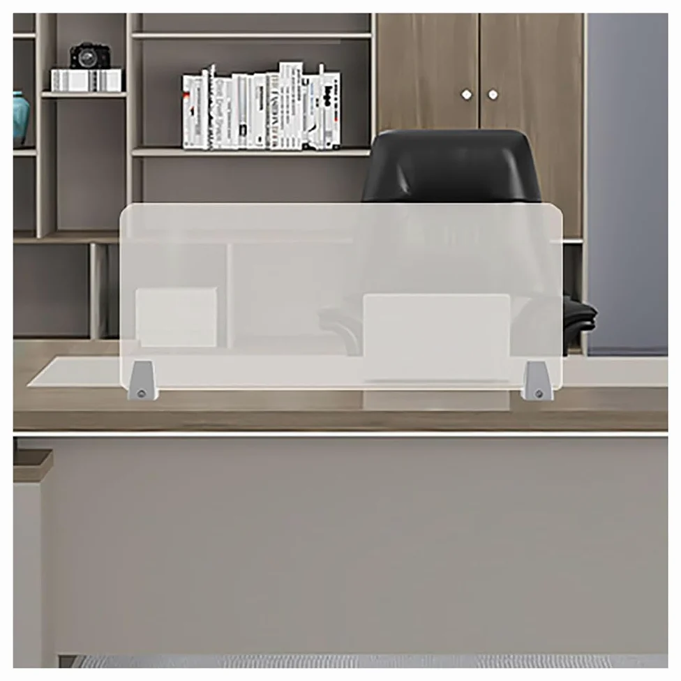 Divisori da scrivania da 2 pezzi, Lavagnetta con morsetto in acrilico satinato, Protezioni per la privacy autoportanti acustiche 60x30 cm, Pannello per cubicoli portatile per scrivania, per bancone
