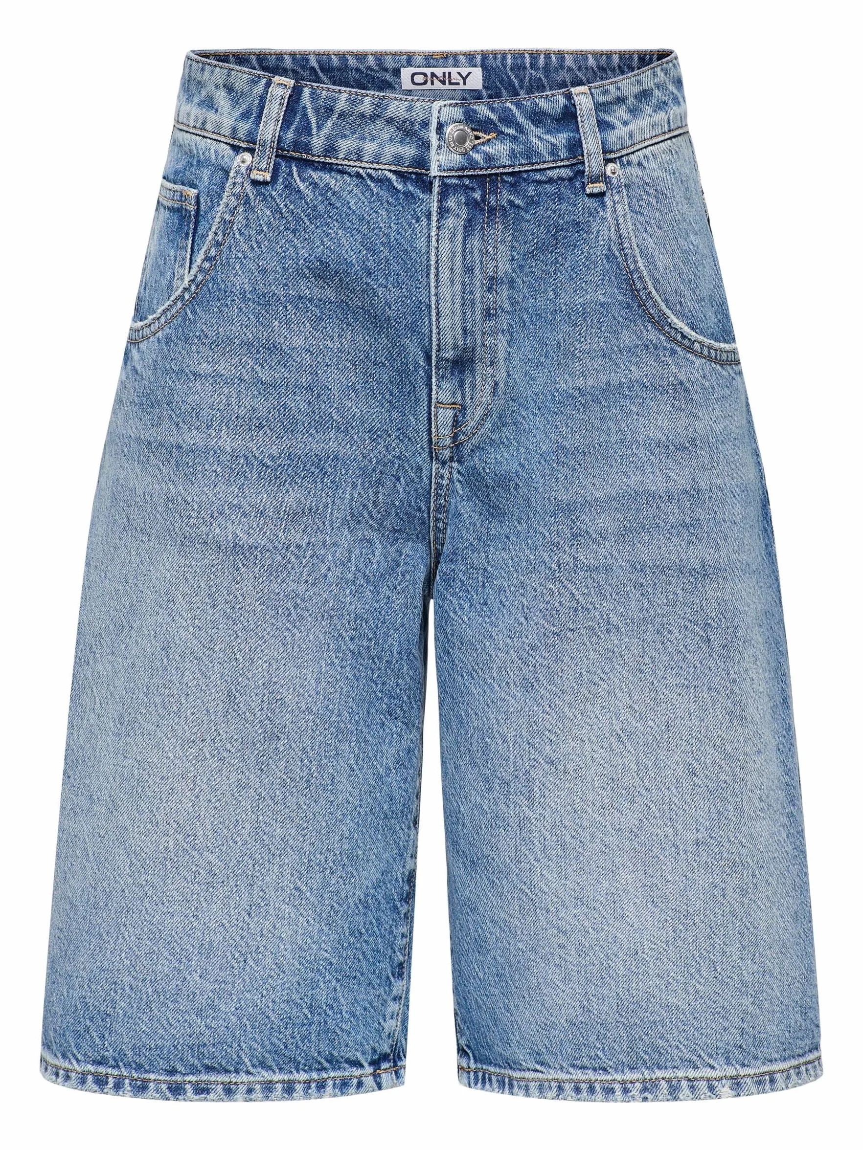 Only - Onlmate Reg Baggy Long Shorts DNM Noos, Pantaloncini in Denim a Vita Media per l'uso Quotidiano Donna