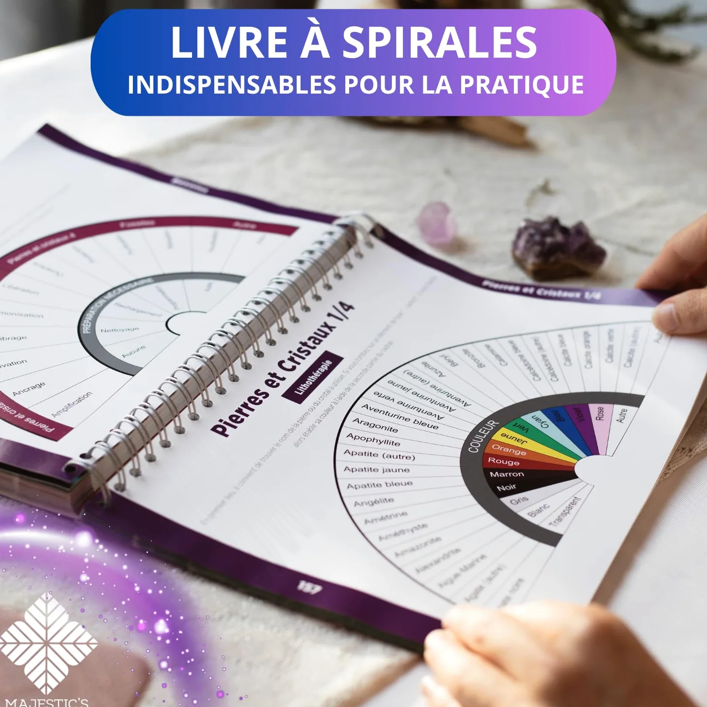 Tavole per Radiesthesie Plus di 200 tavole per pendolo divinatorio in francese (formato A4 a spirale) + Pendolo di radiestesia egiziana in ottone antico [Soddisfatto o rimborsati]