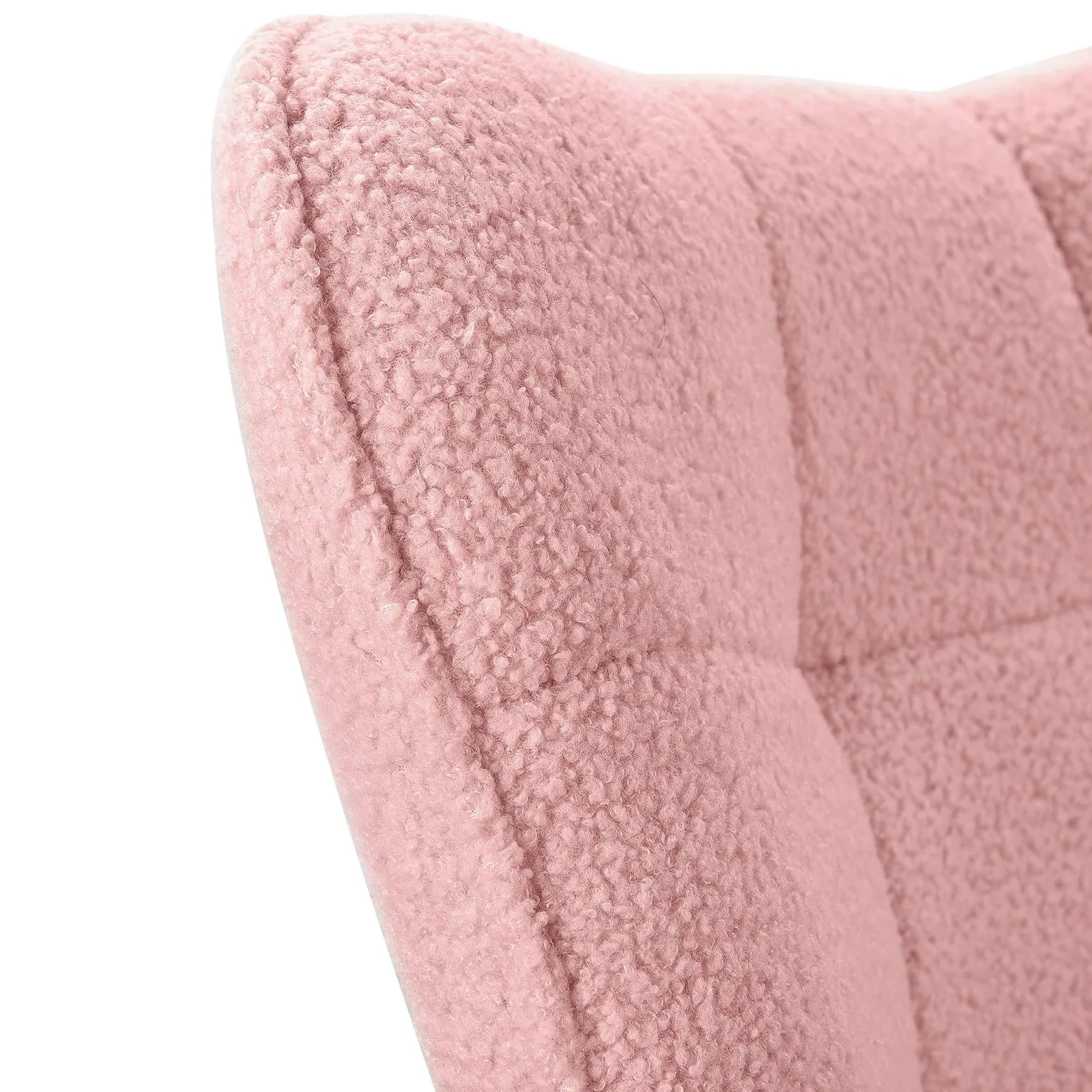 Sedia a dondolo Rosa, Rocking Chair, Sedia per l'allattamento, Sedia in velluto Teddy con gambe in legno massiccio, per soggiorno, camera da letto, balcone (rosa)
