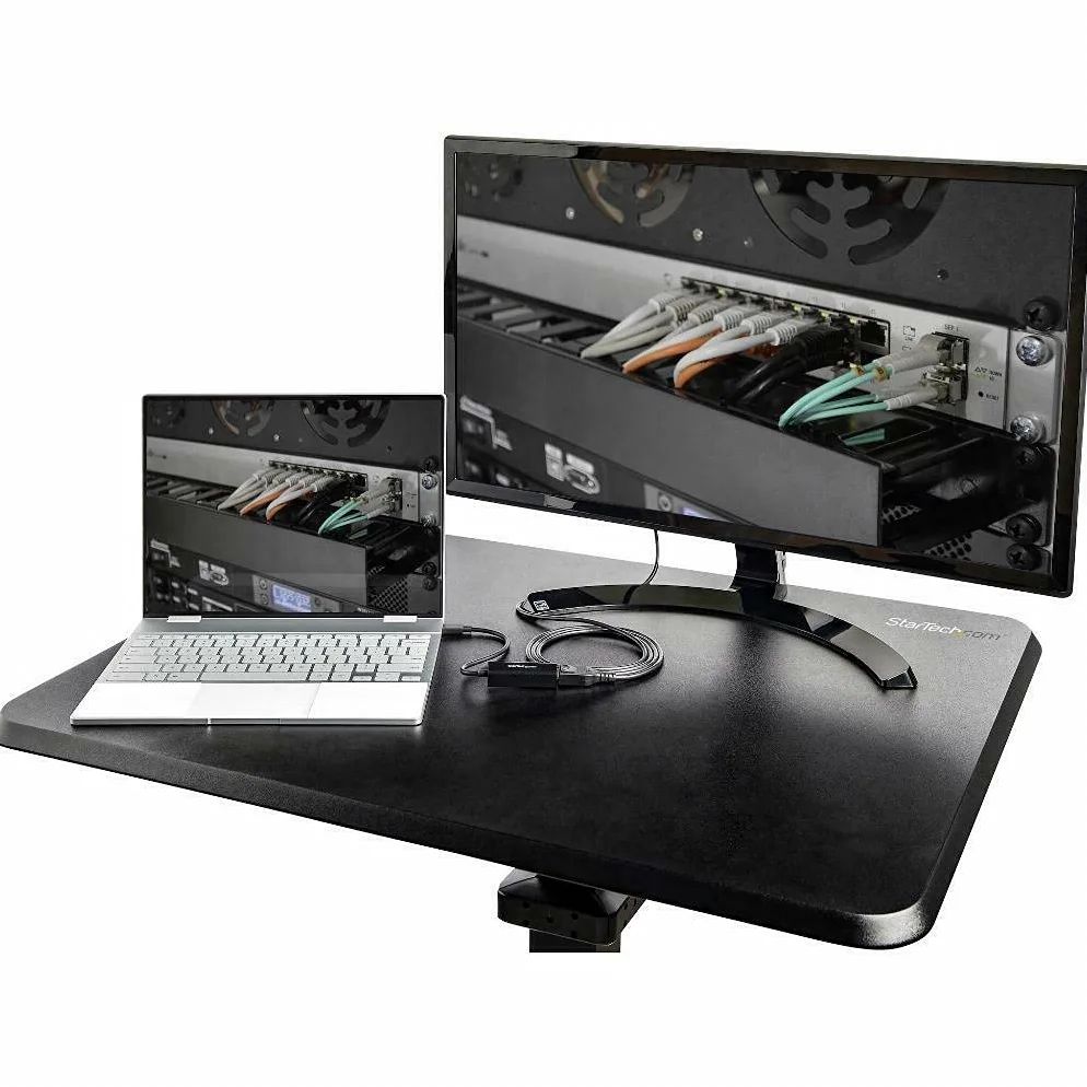 StarTech Postazione Mobile Sit-Stand, Regolabile in Altezza (STSCART2) | Superficie di Lavoro Ampia, Utilizzo da Seduti o in Piedi, Supporto alla Postura