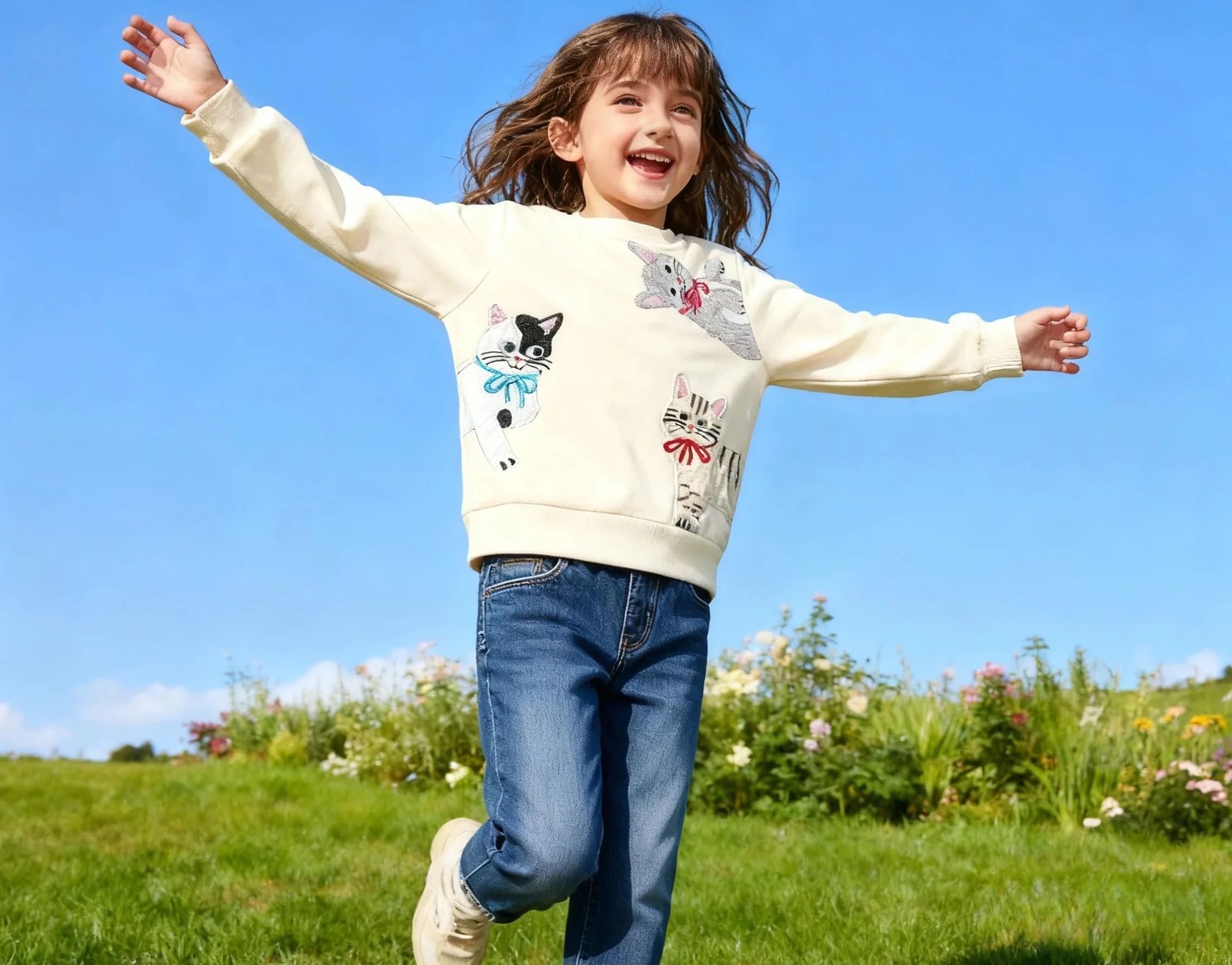 Felpa Bambina Senza Cappuccio Pullover Bimba Cotone Maglione Girocollo Unicorno 2-8 Anni