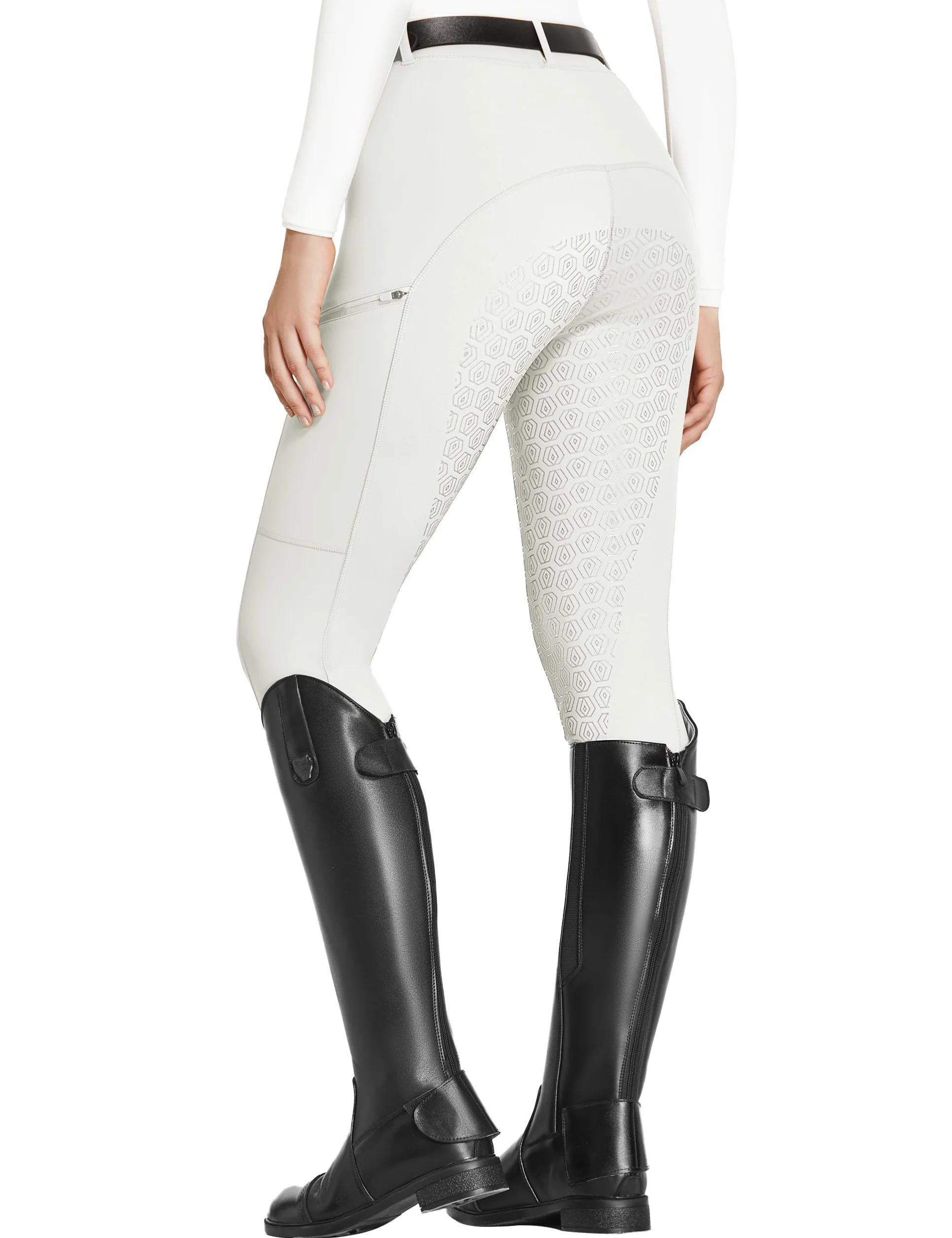 FitsT4 Reitleggings Damen Reithose Mädchen Silikon vollbesatz mit Handytasche und Gürtelschlaufen für Reitsport