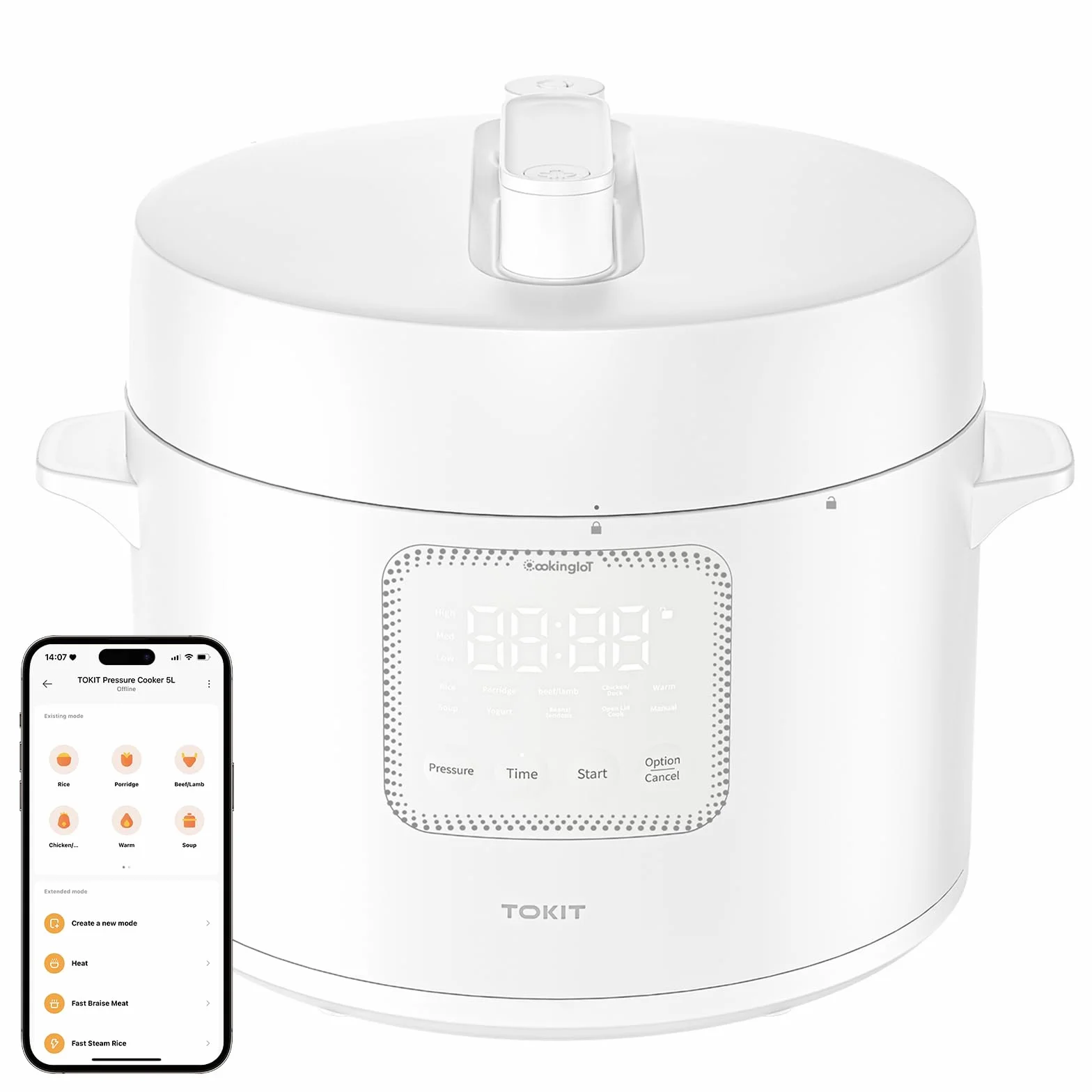 TOKIT Pressure Cooker - Pentola A Pressione Da 5 L, Con 14 Programmi Di Cottura, Per Yogurt, Con Rivestimento Antiaderente Mihome Smart Control