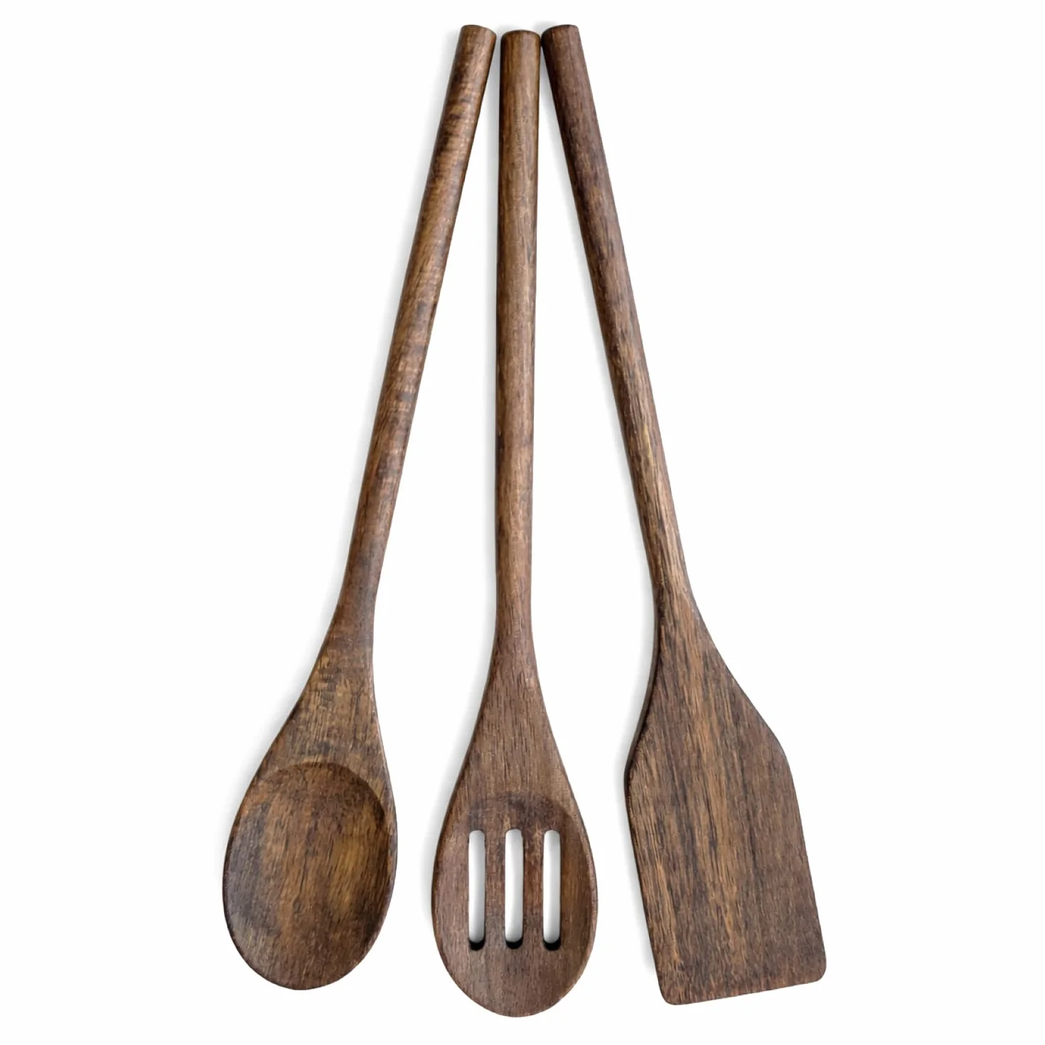 com-four® set utensili cucina 6 pezzi in legno di acacia – cucchiaio, spatola e cucchiaio forato – accessori robusti e delicati per padelle e pentole (acacia in 6 pezzi)