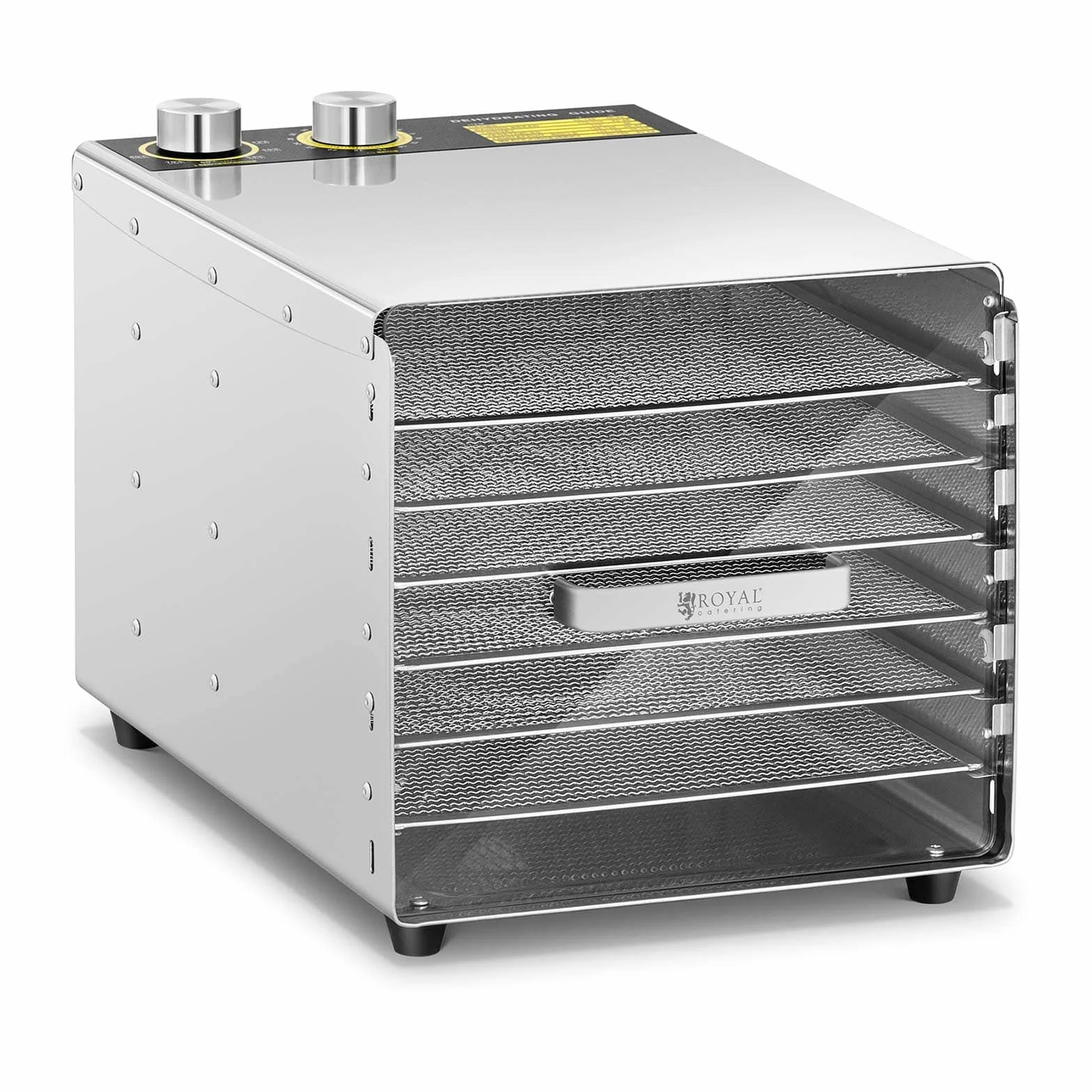 Royal Catering Essiccatore per Alimenti Professionale Disidratatore Frutta e Verdure RCDA-500/23S (500 W, 6 ripiani, 230 V, Acciaio Inox)